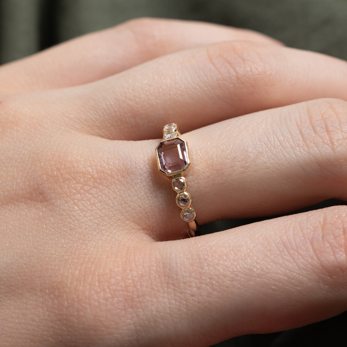 '100 Ways' 9k Yellow Gold Spinel & Rose Cut Diamond Ring | 0.98ct, 0.15ctw | SZ 7