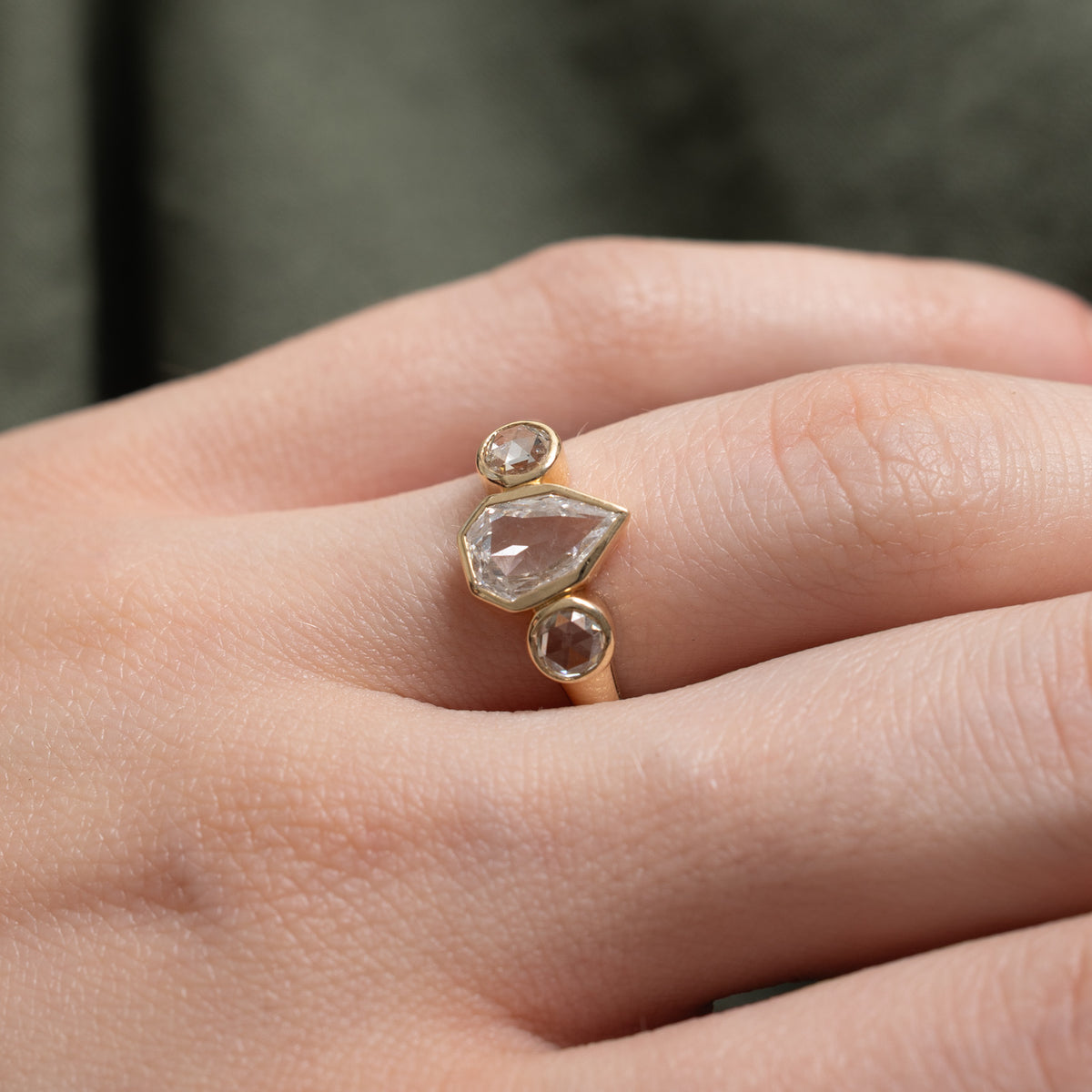 '100 Ways' 9k Yellow Gold Portrait Cut Diamond & Rose Cut Accented Ring | 0.99ct, 0.30ctw | SZ 6