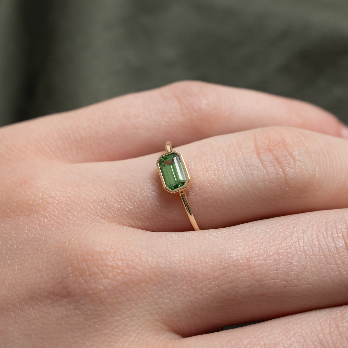 '100 Ways' 9k Yellow Gold East West Tsavorite Garnet Ring | 0.57ct | SZ 5.75