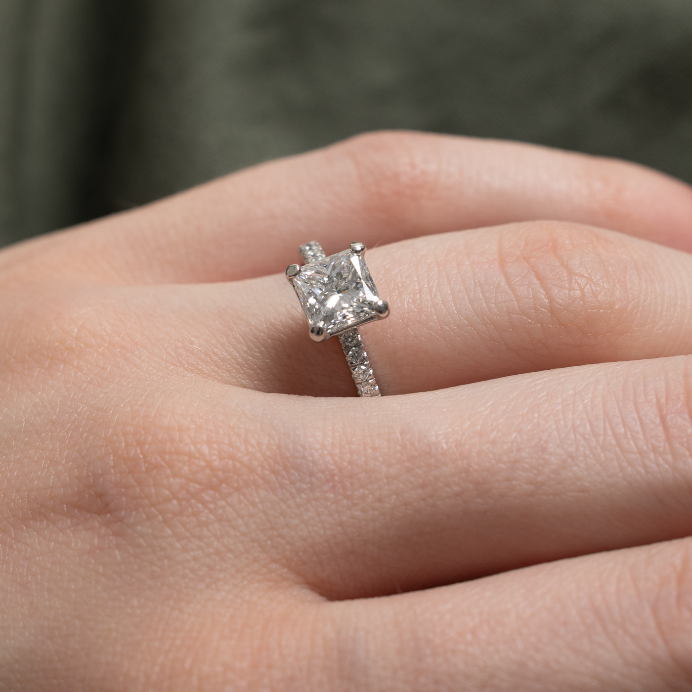 GIA Princess Cut Diamond Wedding Ring Set | GIA 1.54ct IF E Ex, 0.39ctw | Sz 5.25
