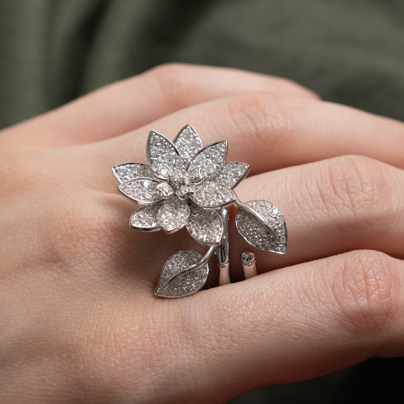 Lotus Two-Finger Statement Ring | 2.46ctw | Sz 6.75