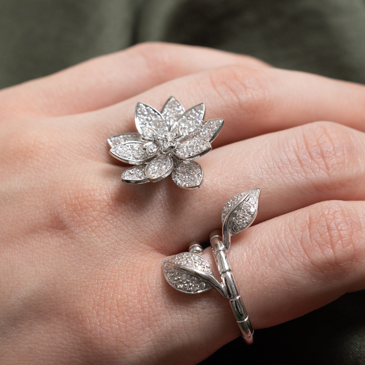 Lotus Two-Finger Statement Ring | 2.46ctw | Sz 6.75