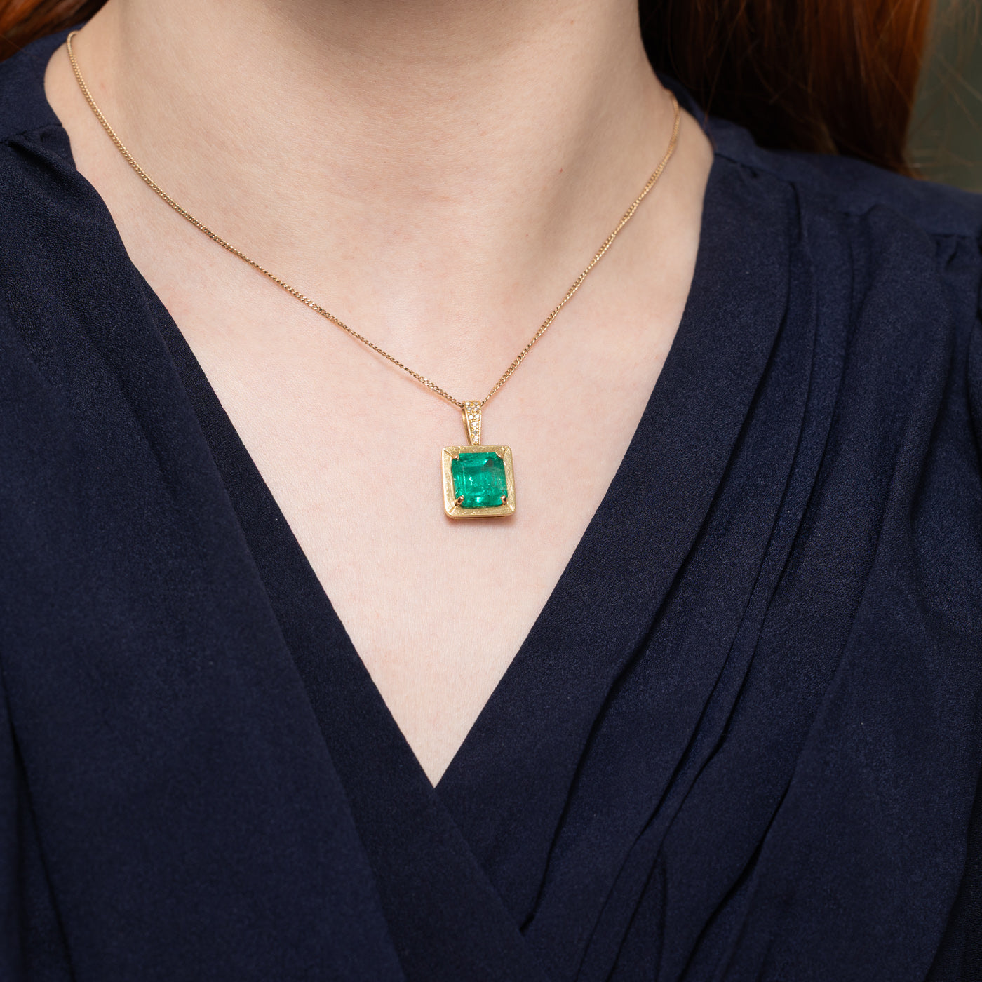 Colombian Emerald & Diamond Accented Pendant | 4.92ct, 0.07ctw