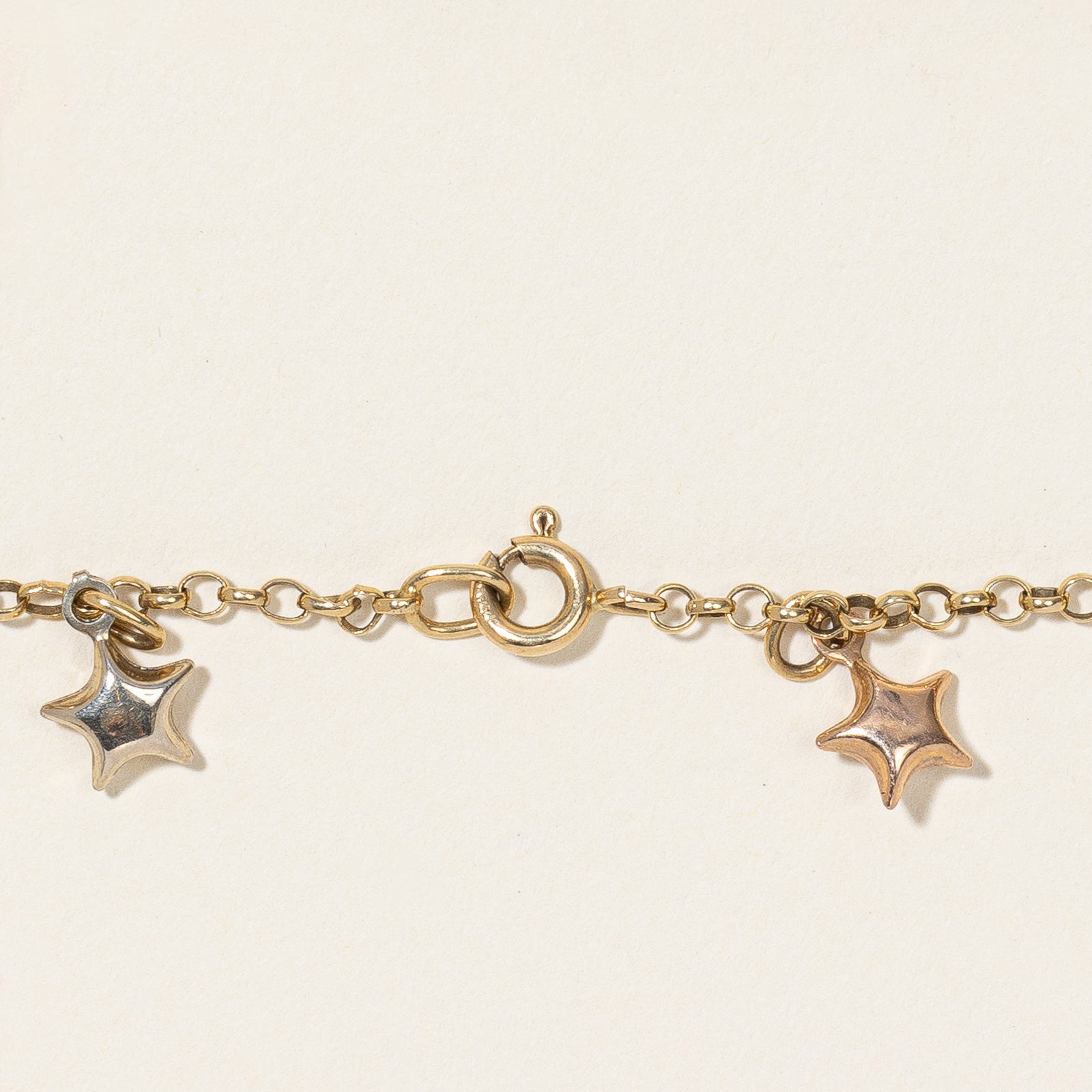 Bracelet à breloques étoile en or tricolore 18 carats | 17,8 cm | 