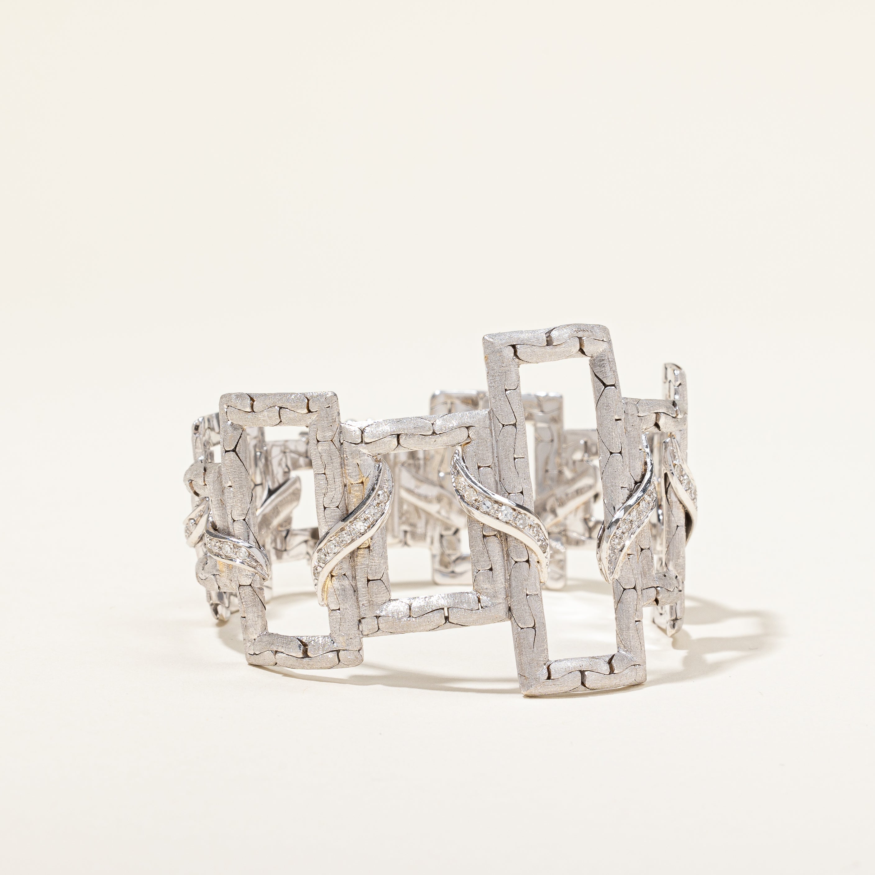 Vintage Italian Diamond Large Abstract Bracelet | 0.50ctw | 7" |