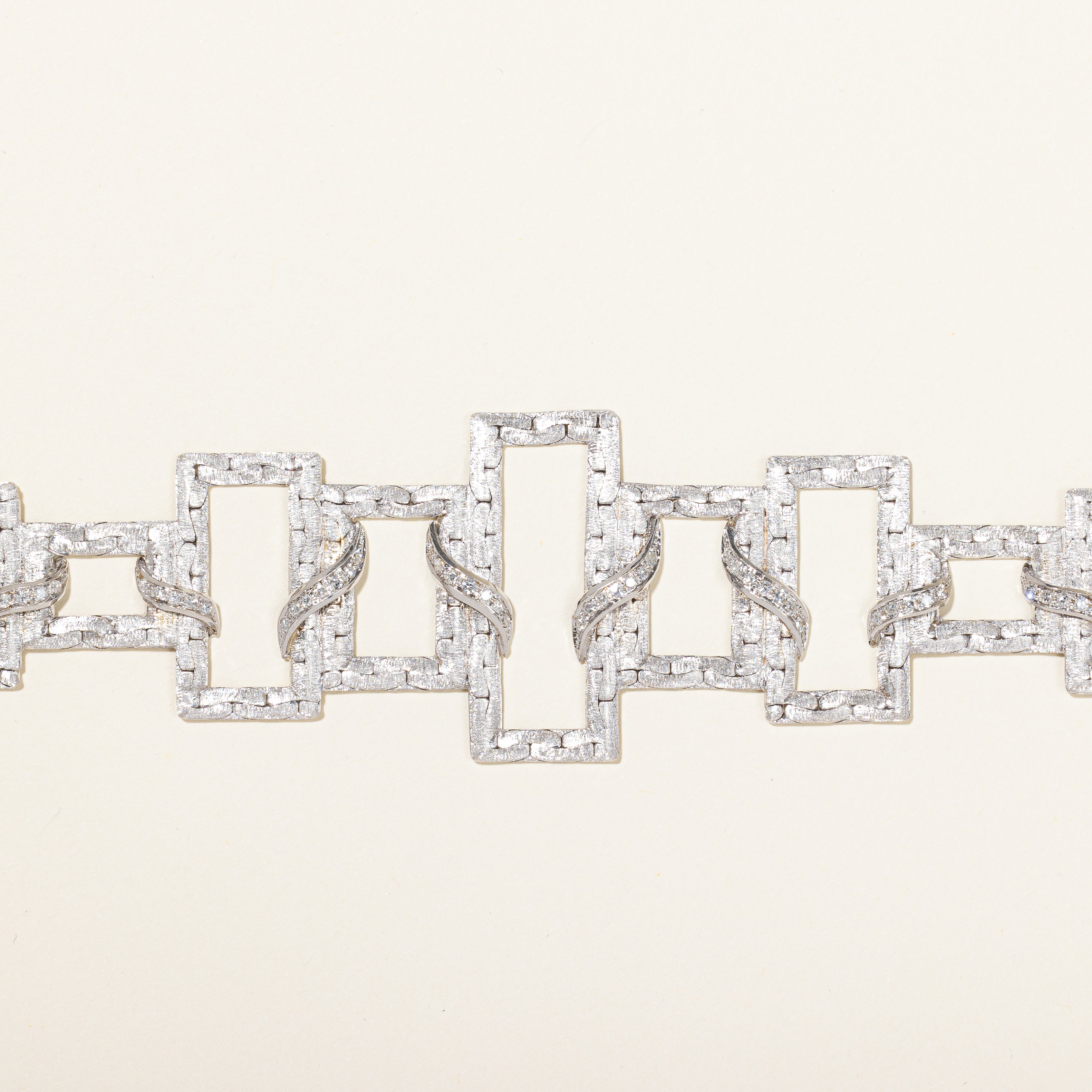 Vintage Italian Diamond Large Abstract Bracelet | 0.50ctw | 7" |