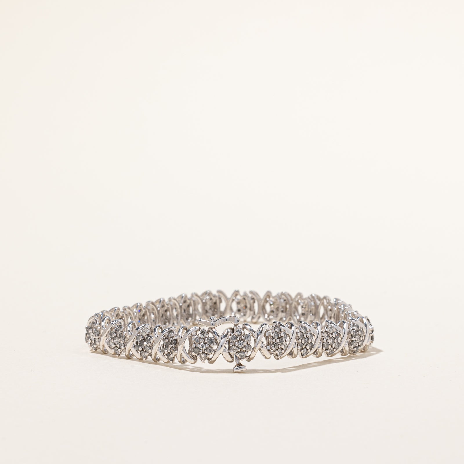 Cluster Diamond White Gold Bracelet | 1.61ctw | 7"|