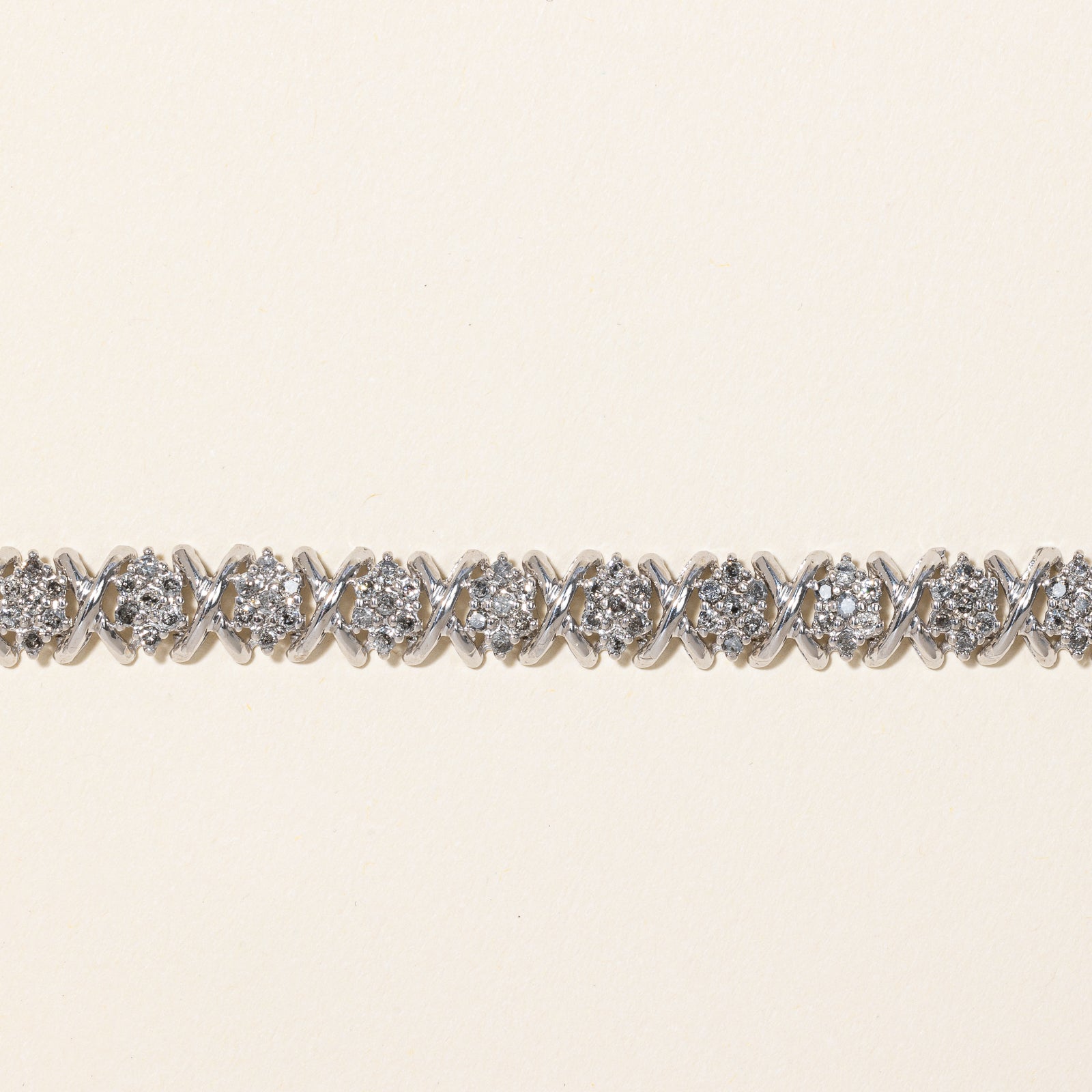 Cluster Diamond White Gold Bracelet | 1.61ctw | 7"|