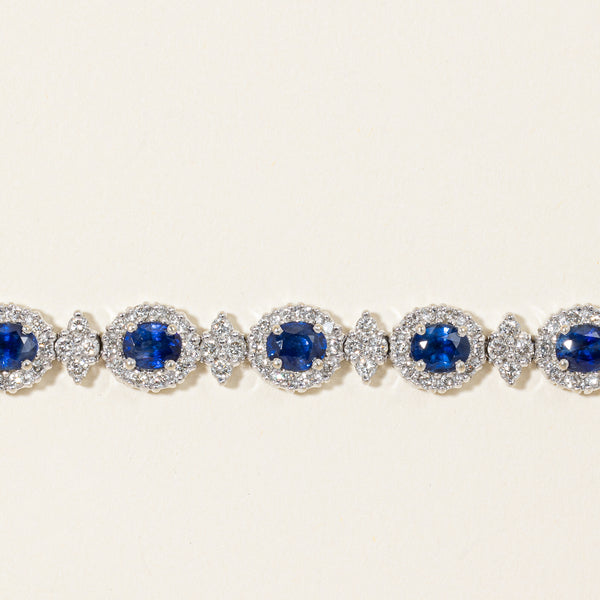 Sapphire & Diamond Tennis Bracelet | 5.25ctw, 2.58ctw | 7