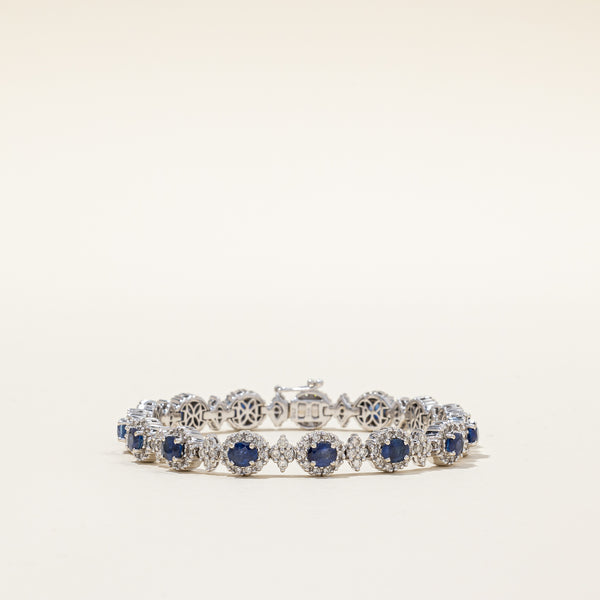 Sapphire & Diamond Tennis Bracelet | 5.25ctw, 2.58ctw | 7