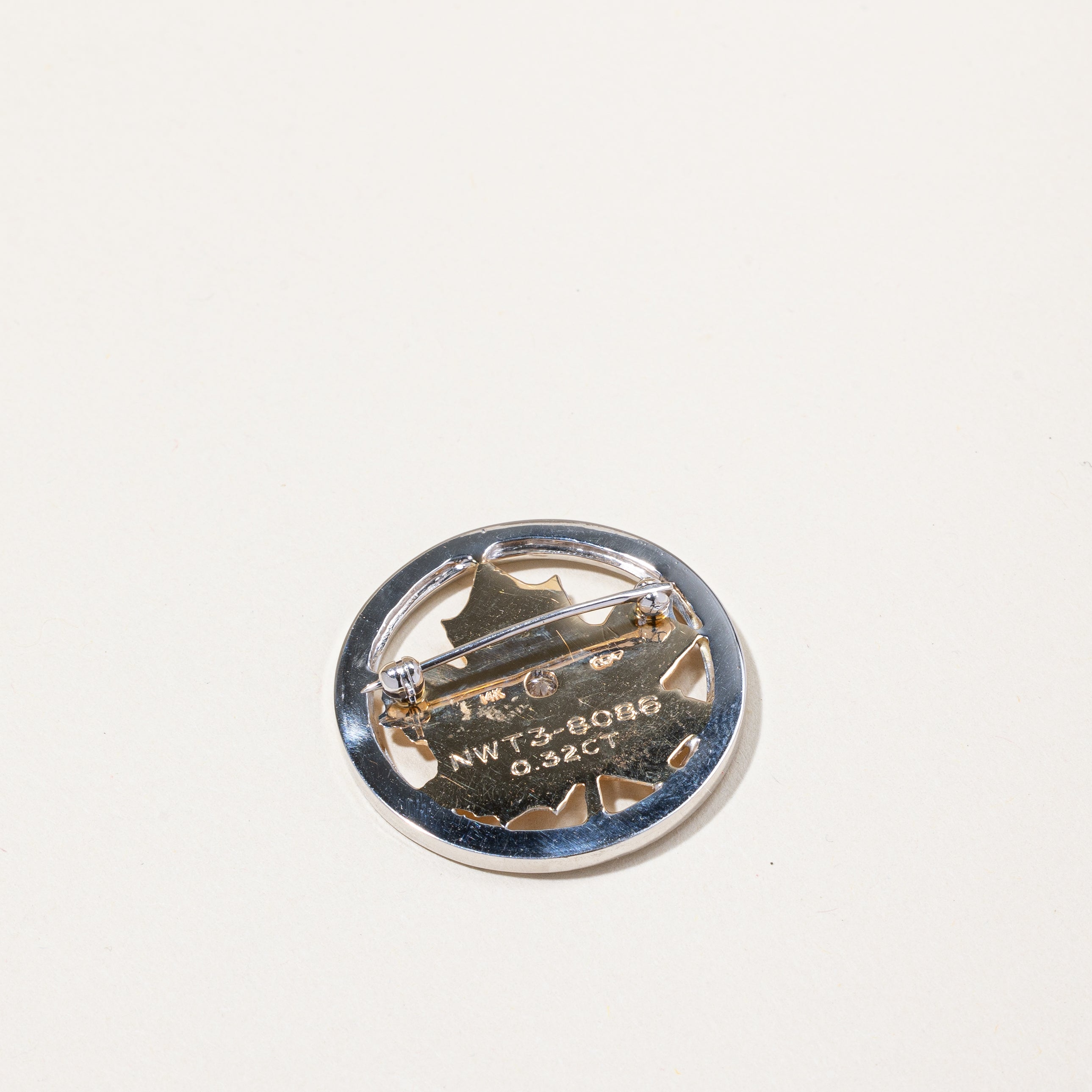 Canadian Arctic Diamond and 14k Gold Brooch | 0.32ct | 1.5"