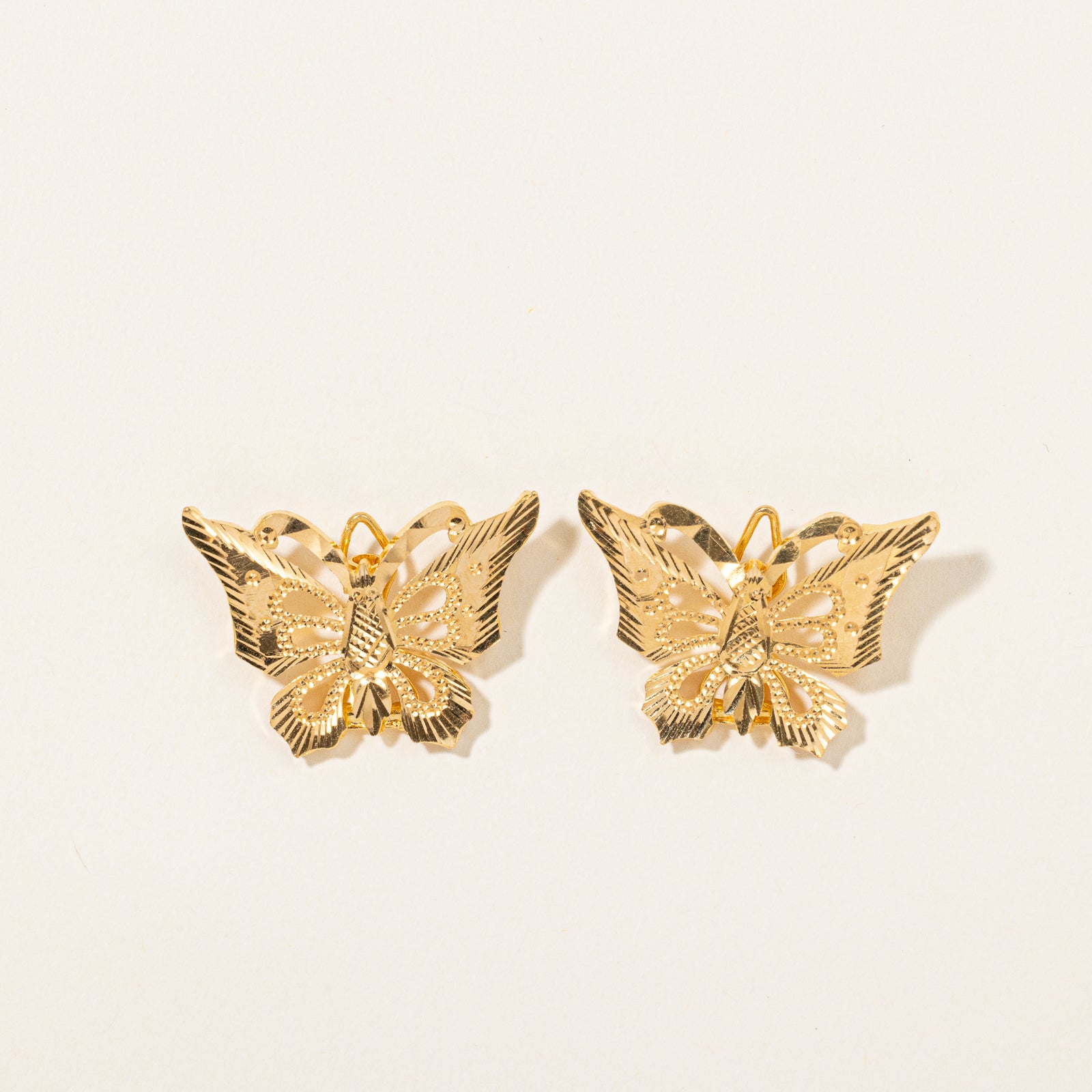 22k Yellow Gold Butterfly Hair Barrettes