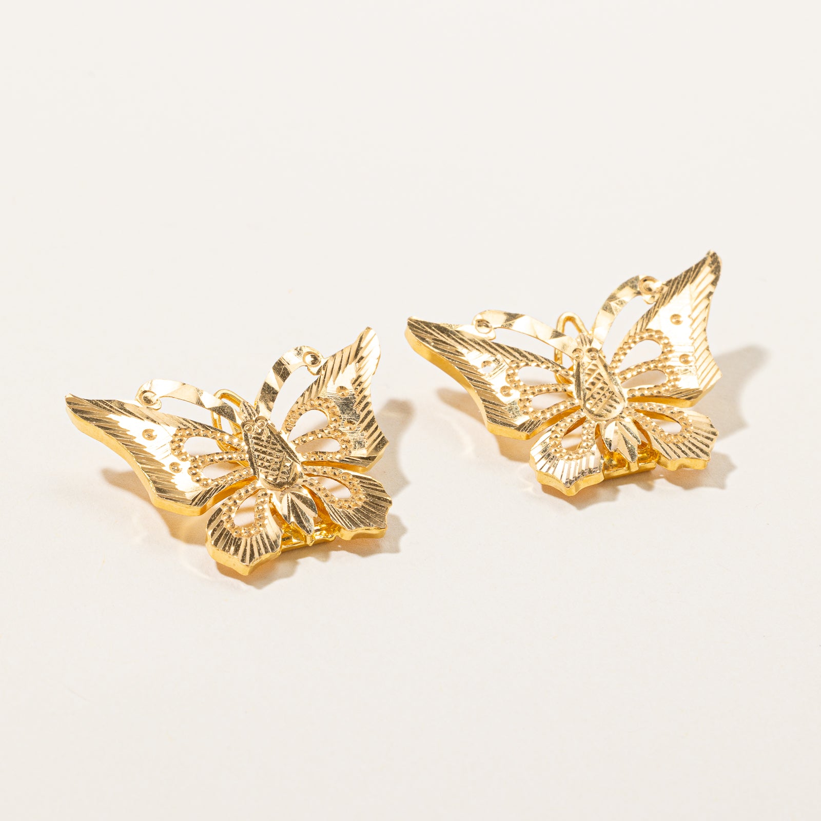 22k Yellow Gold Butterfly Hair Barrettes