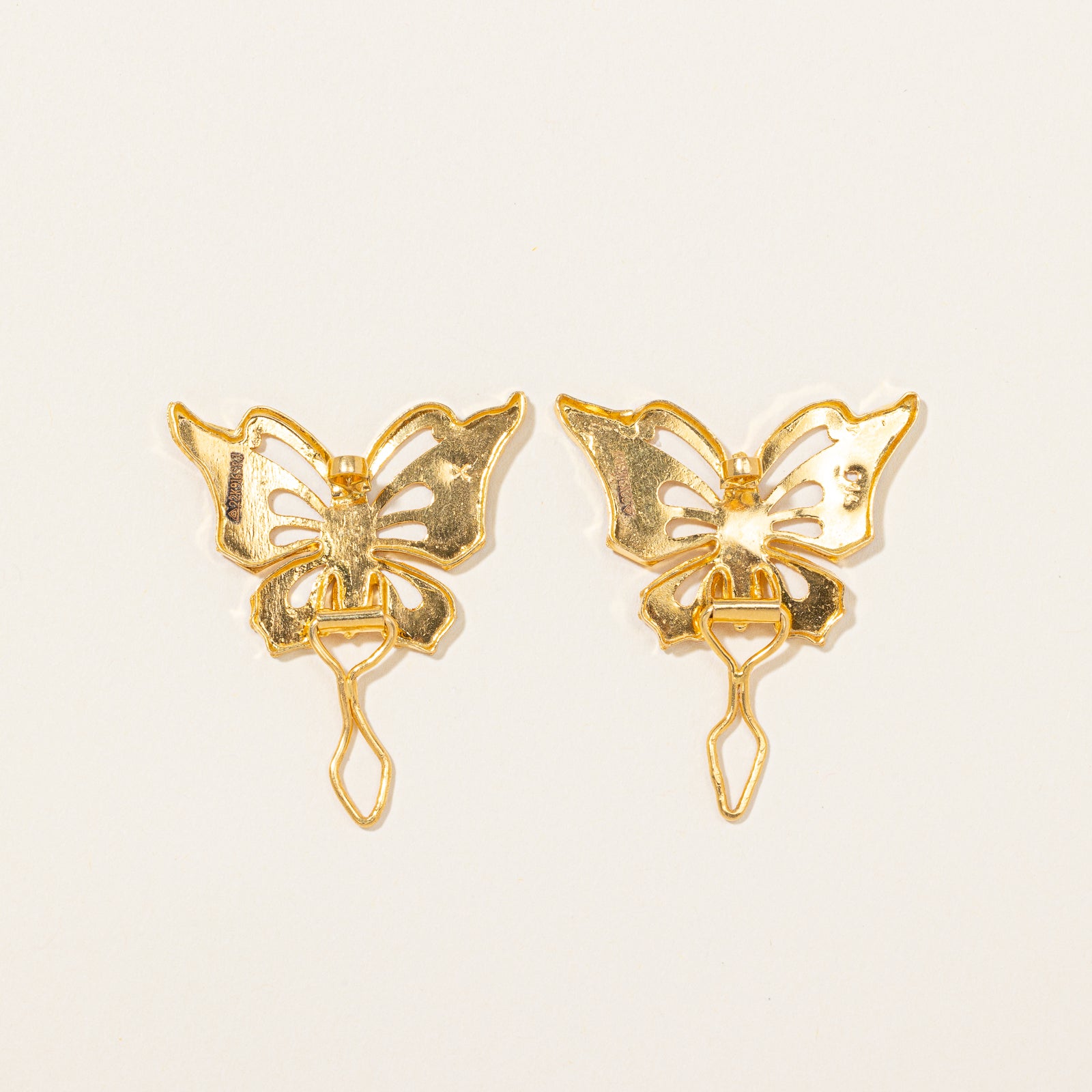 22k Yellow Gold Butterfly Hair Barrettes