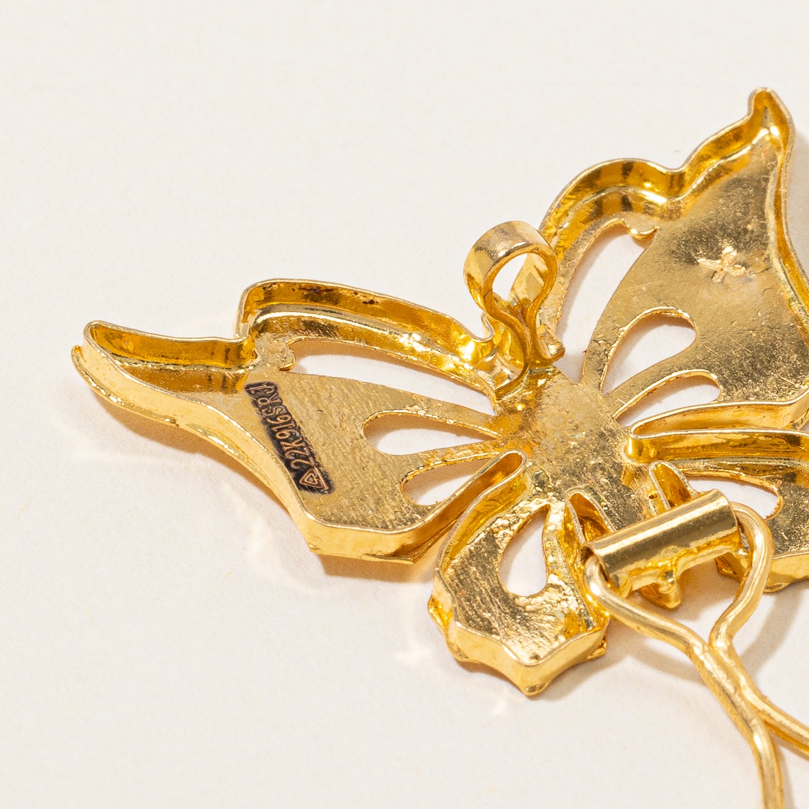 22k Yellow Gold Butterfly Hair Barrettes