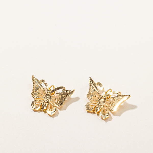 22k Yellow Gold Butterfly Hair Barrettes