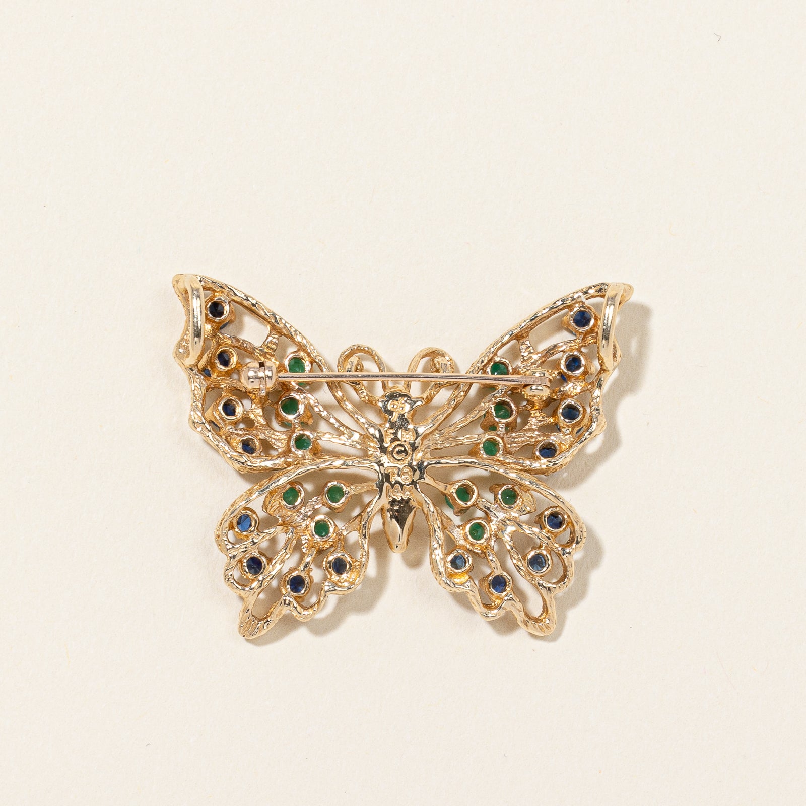 Sapphire & Emerald Butterfly Brooch | 0.56ctw, 0.25ctw |