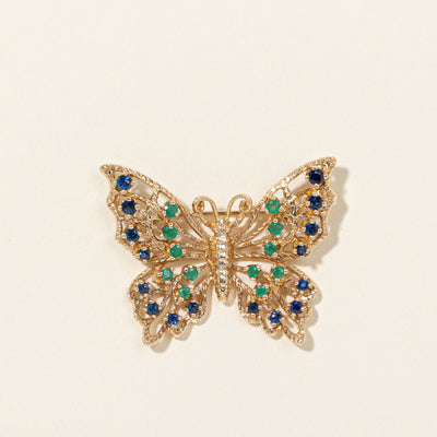 Sapphire & Emerald Butterfly Brooch | 0.56ctw, 0.25ctw |
