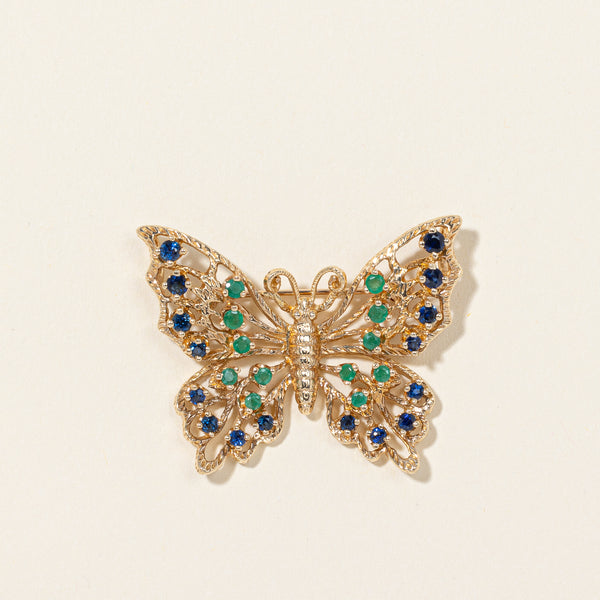 Sapphire & Emerald Butterfly Brooch | 0.56ctw, 0.25ctw |