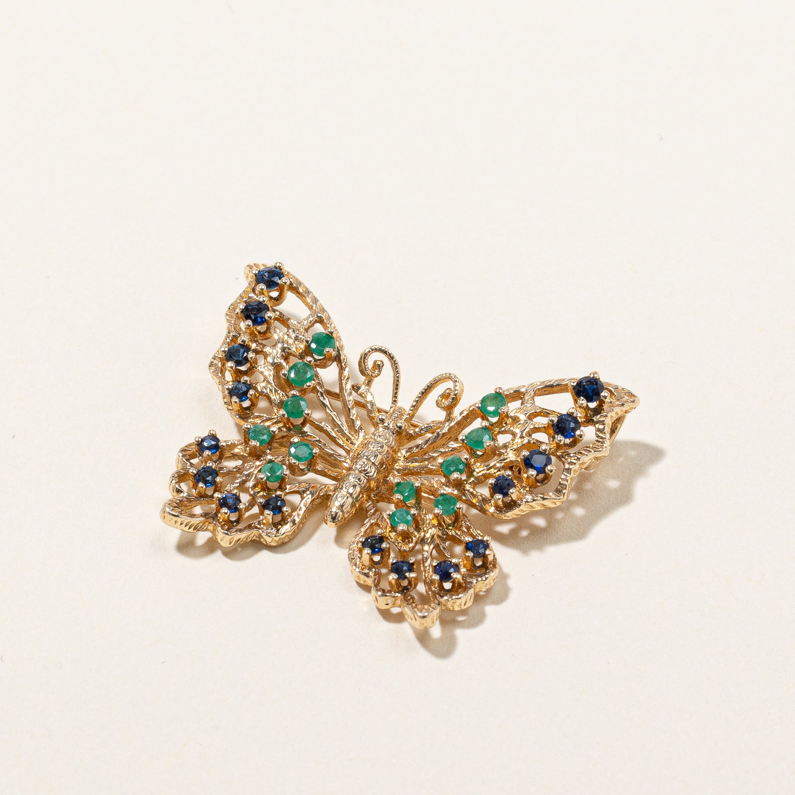 Sapphire & Emerald Butterfly Brooch | 0.56ctw, 0.25ctw |