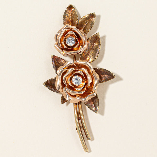 Diamond Rose Brooch | 0.64ctw |