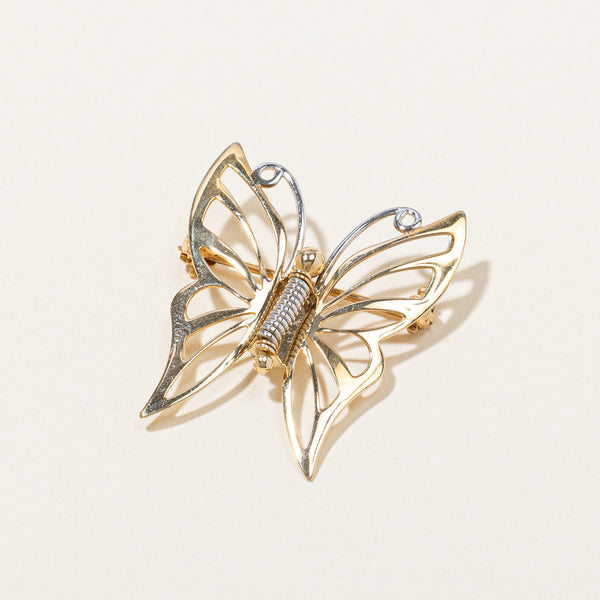 Duo Tone Gold Butterfly Brooch