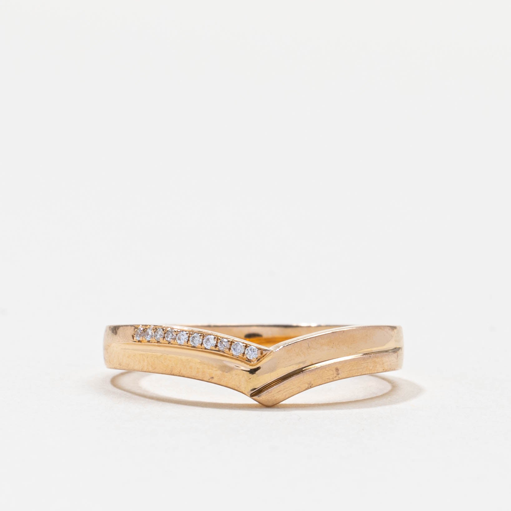 Bague en or à chevrons et diamants | 0,03 ct | Taille 6,0