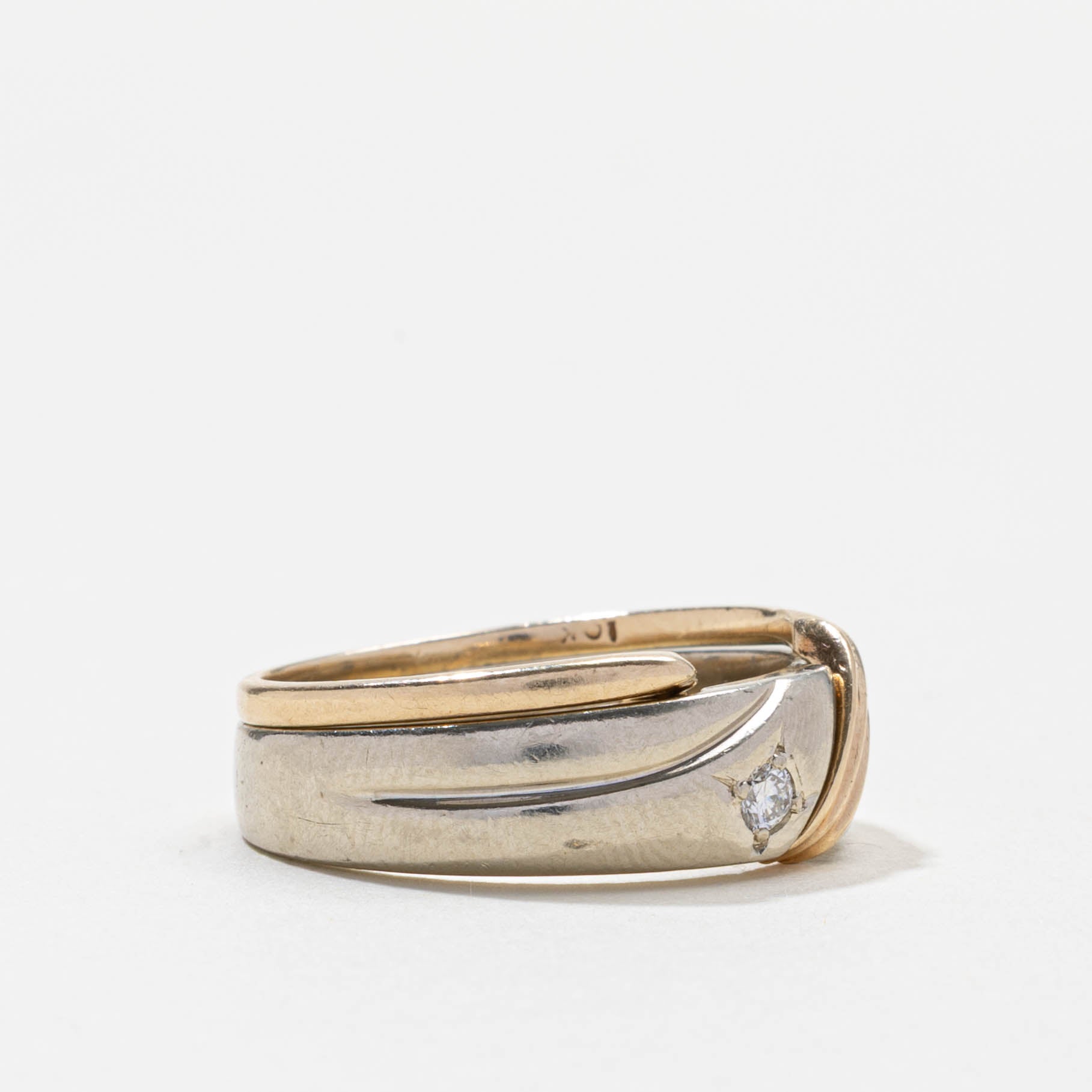 Bague bicolore avec diamant d'accent | 0,1 ct | Taille 9,25