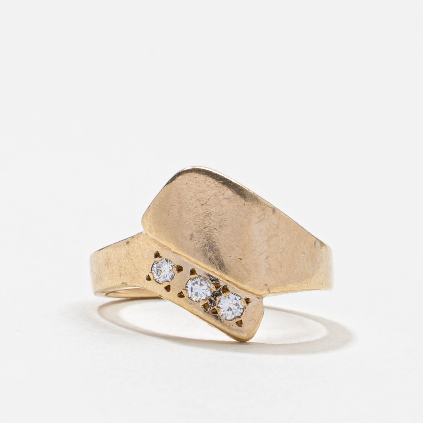 Bague abstraite années 70 sertie de diamants | 0,09 ct | Taille 4,75