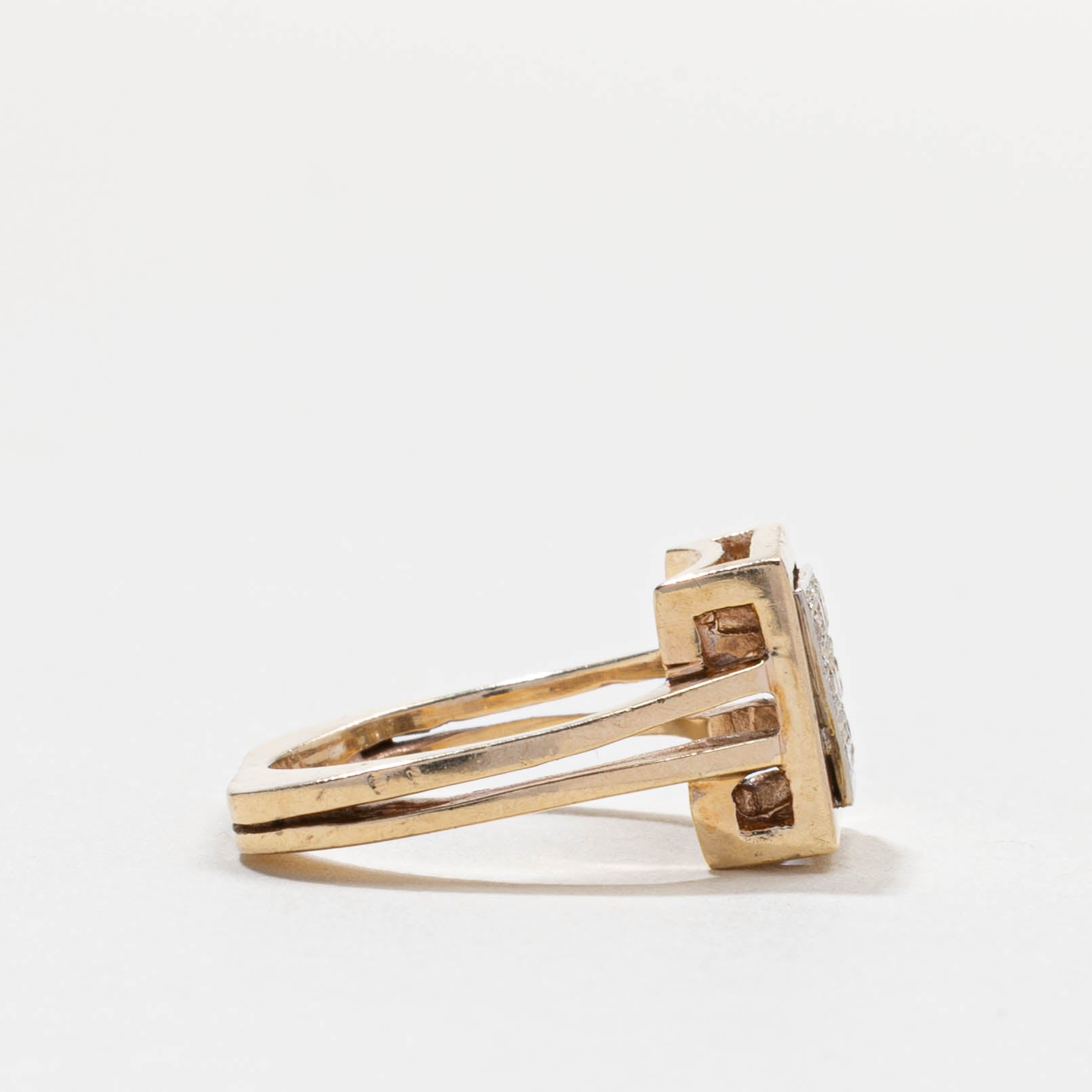 Bague rétro à motif quadrillé en diamants | 0,23 ct | Taille 5,75