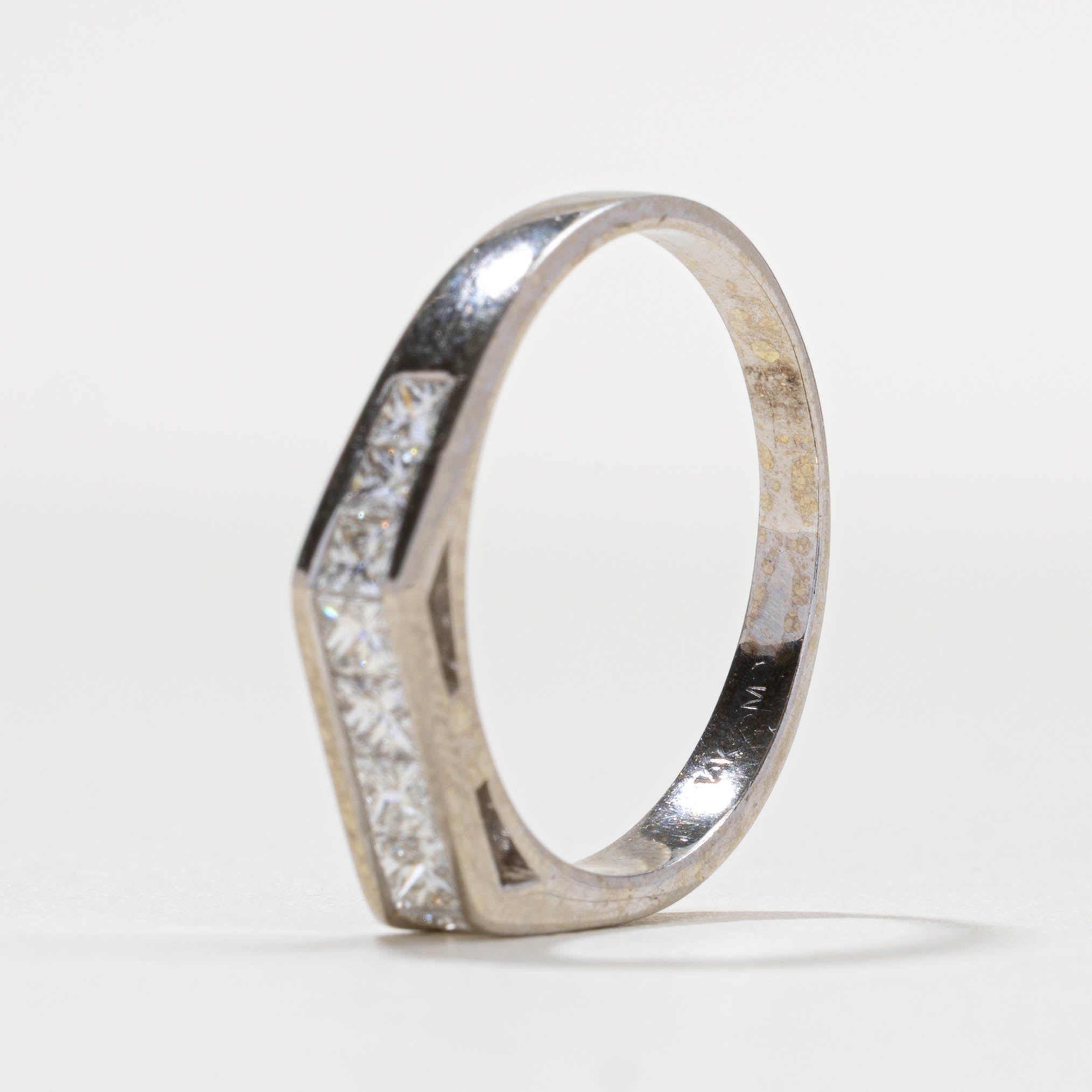 Princess Cut Semi Eternity Diamond Angled Band | 0.7ctw | 3.80mm | SZ 8.0