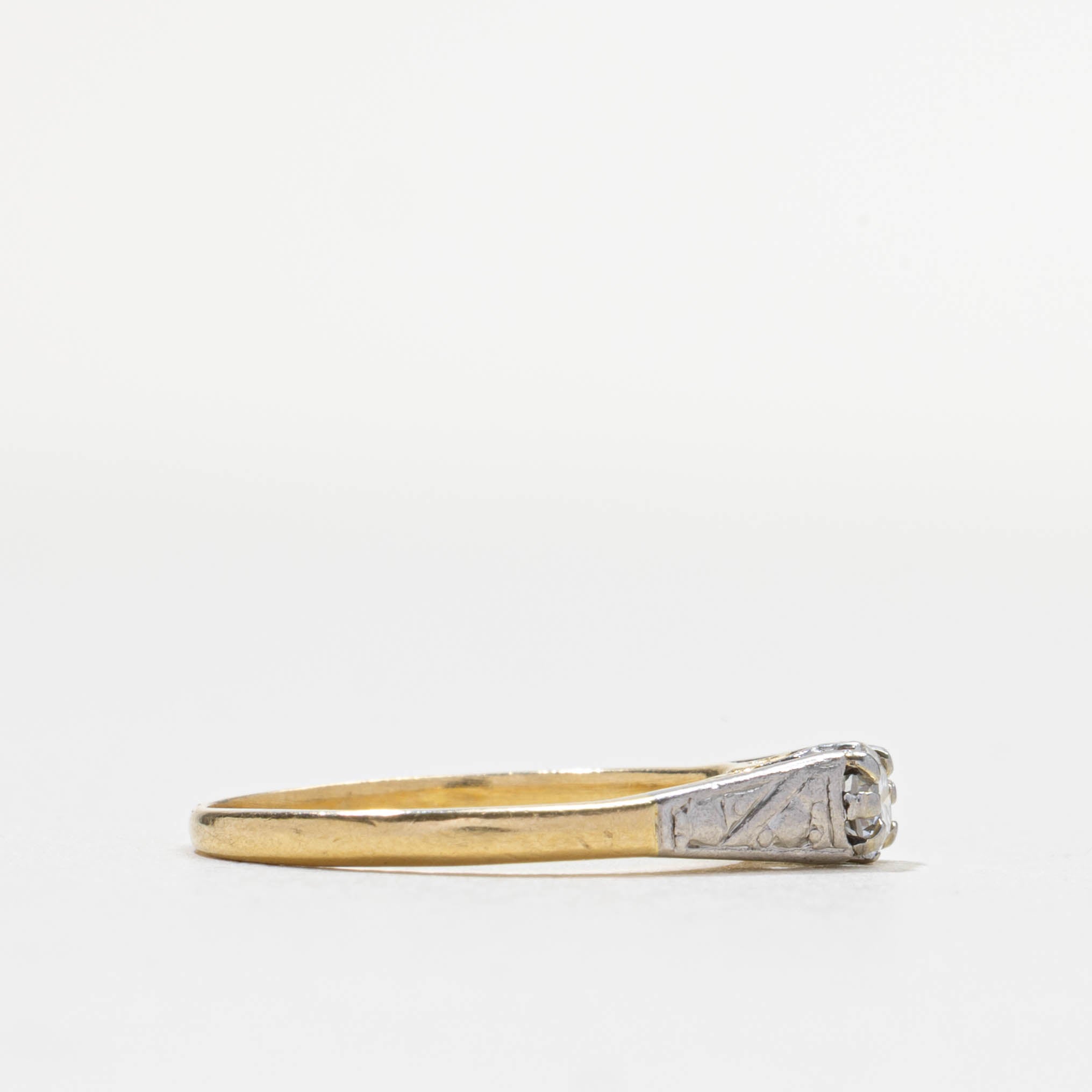 Bague en diamant taille transitionnelle Art Déco | 0,17 ct | Taille 5,0