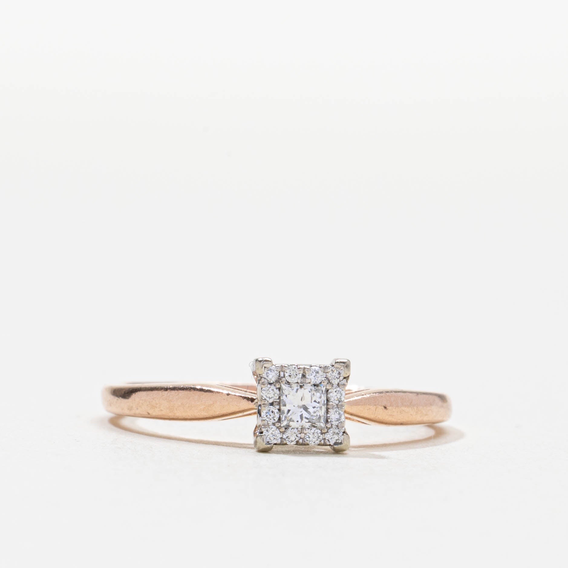 Bague de fiançailles sertie d'un halo de diamants | 0,15 ct | Taille 7,25