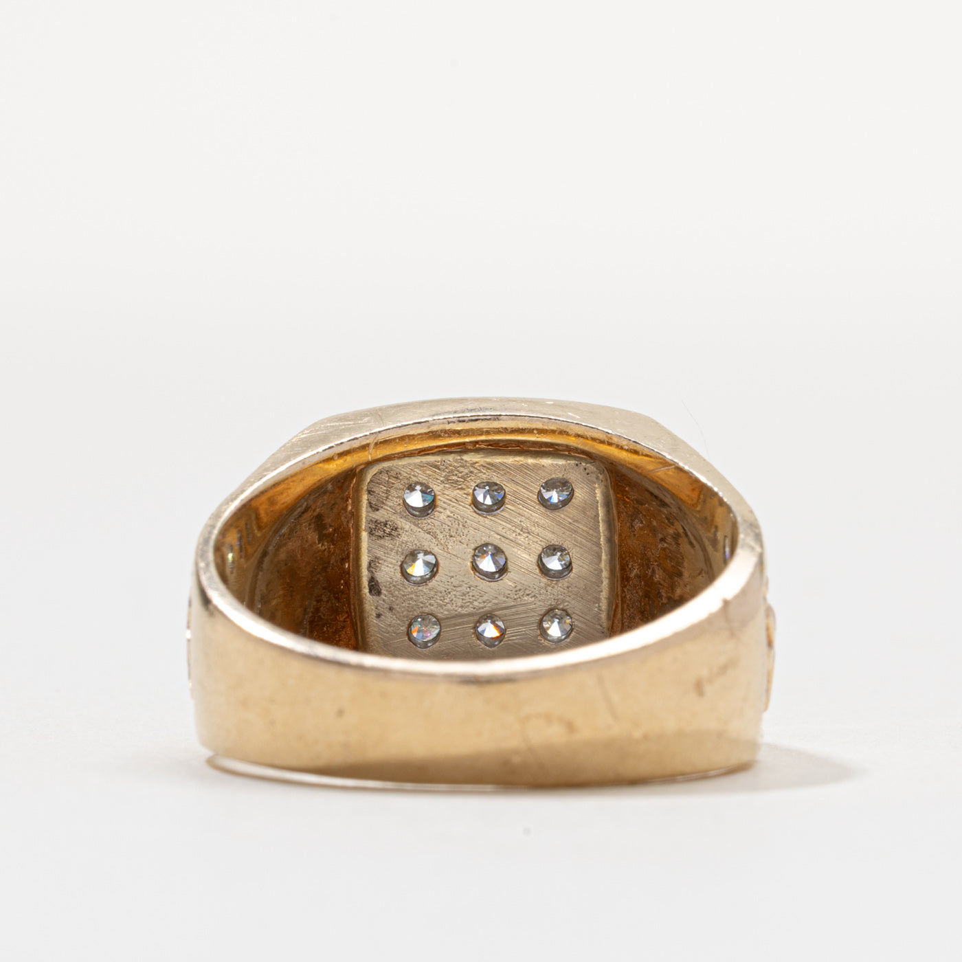 Diamond Square Grid Engraved Chunky Ring | 0.50ctw | SZ 9.5