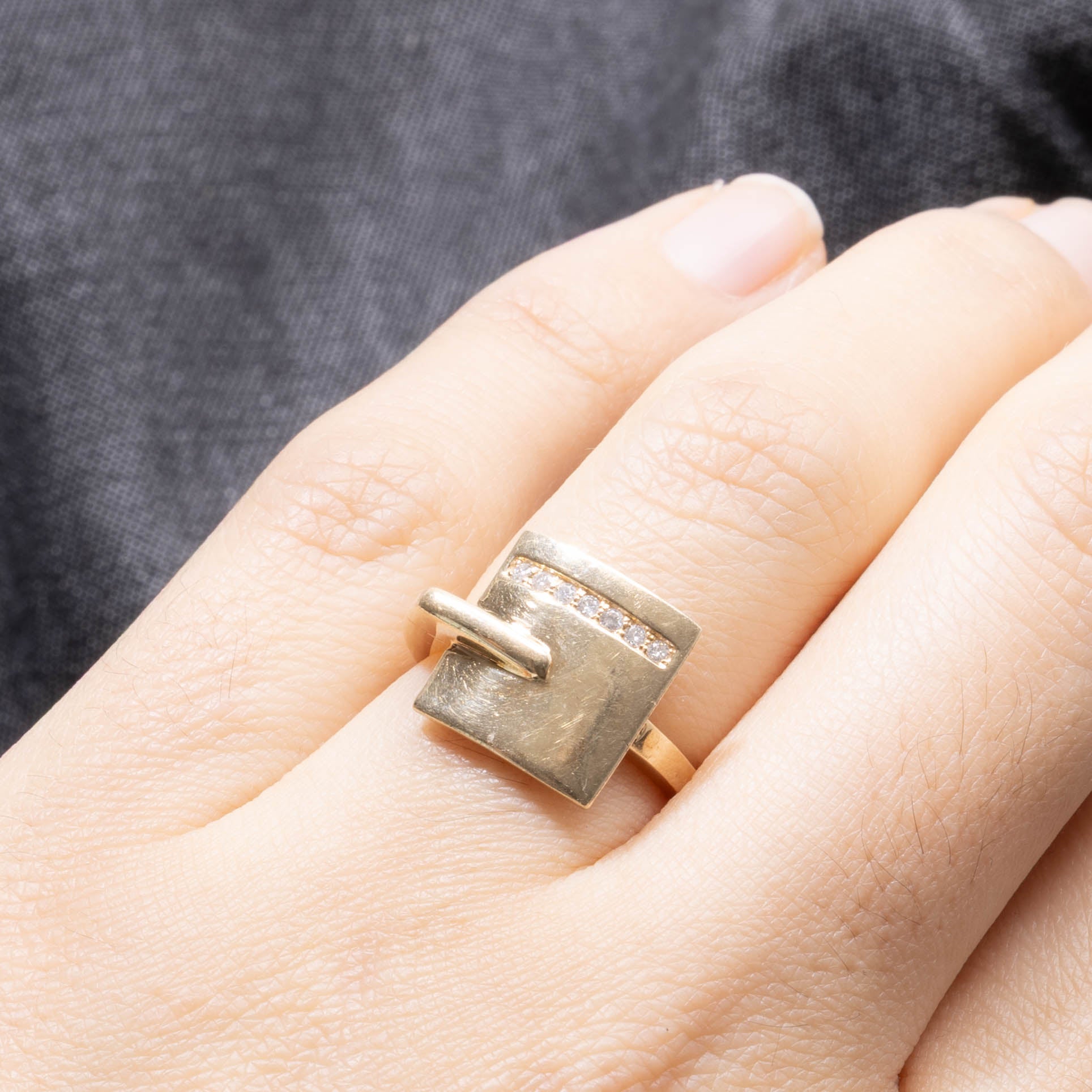 Bague géométrique avec accent de diamant | 0,07 ct | Taille 5,0