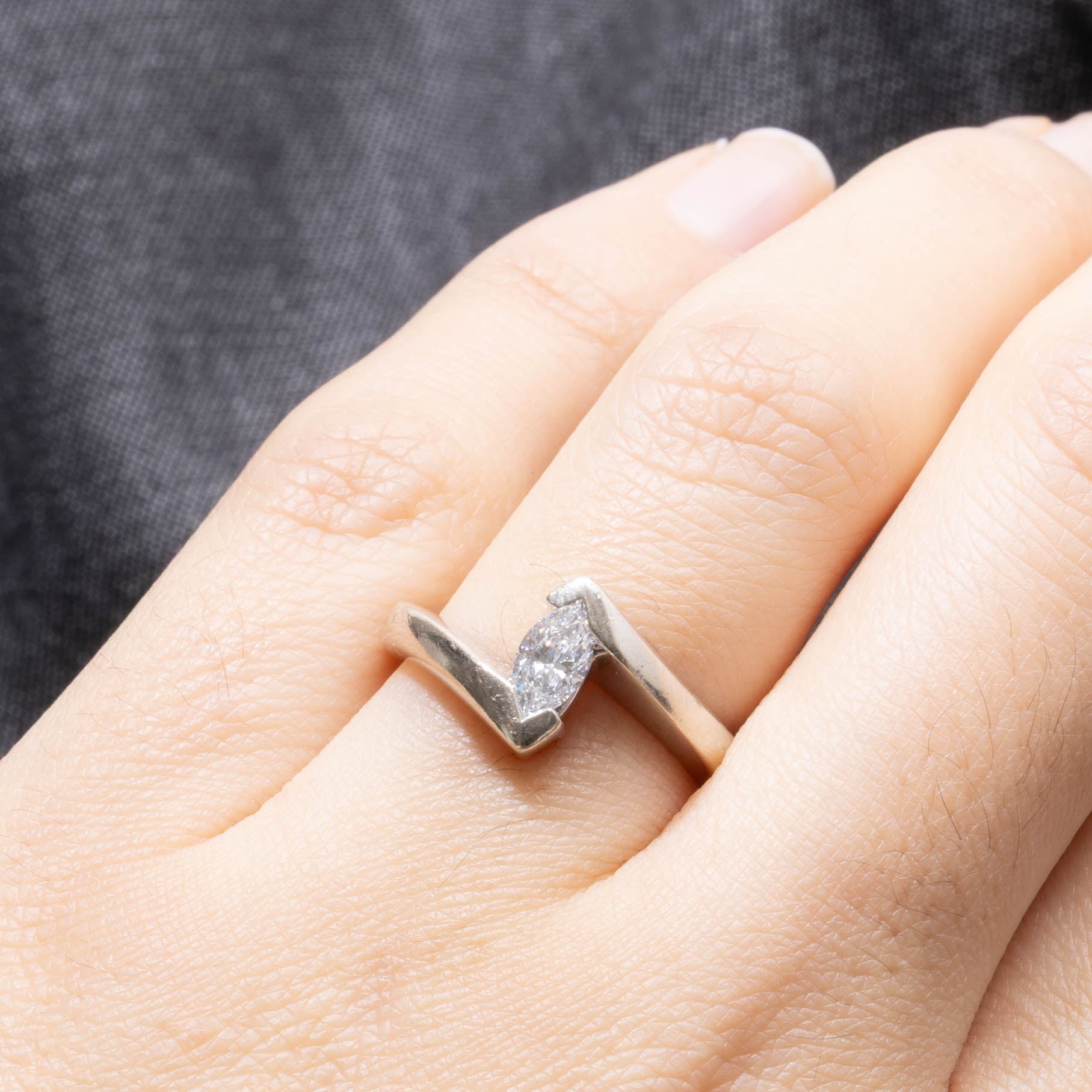 Bague sertie de diamants taille marquise | Taille 6,5