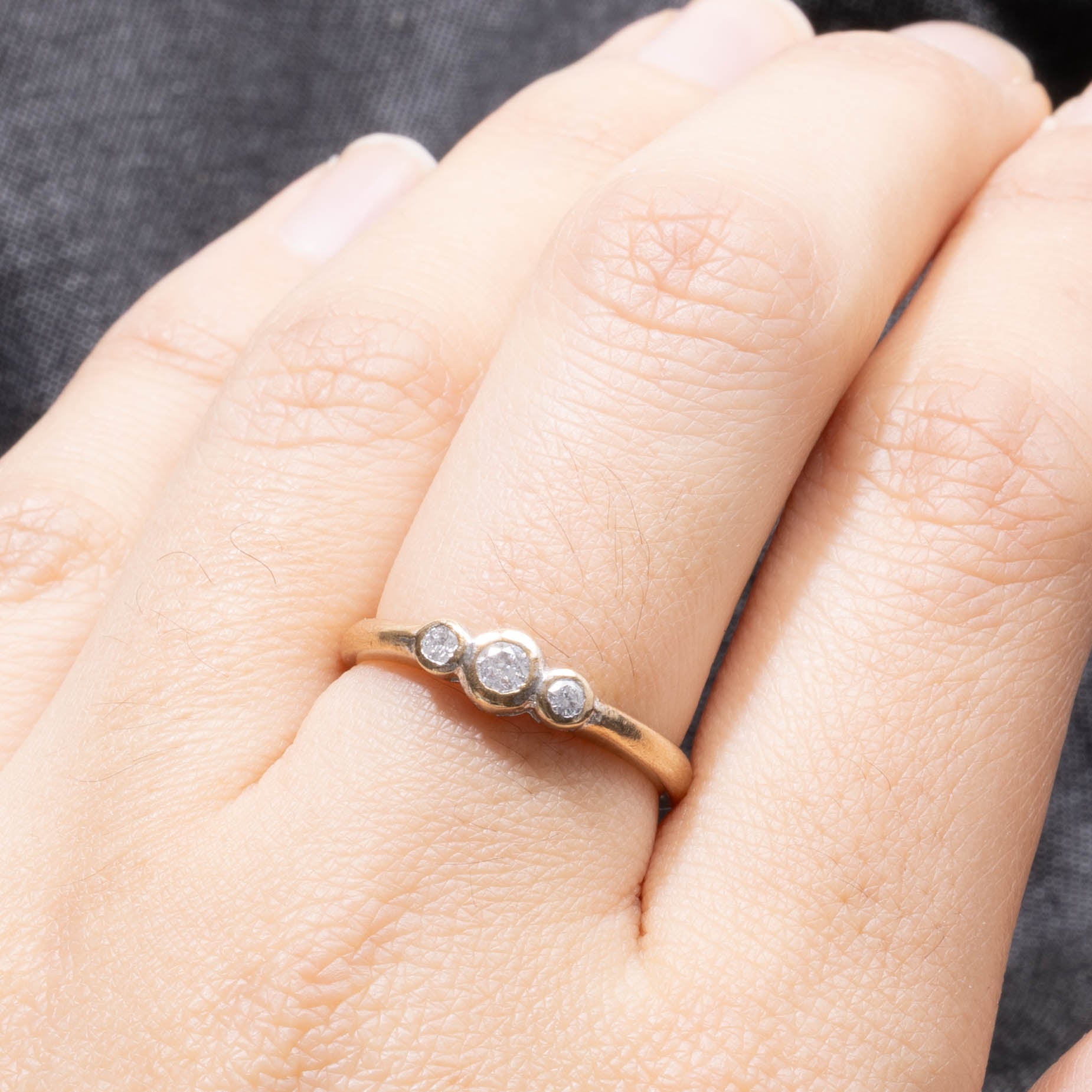 2000 London Bezel Set Three Stone Diamond Ring | 0.2ctw | SZ 6.75