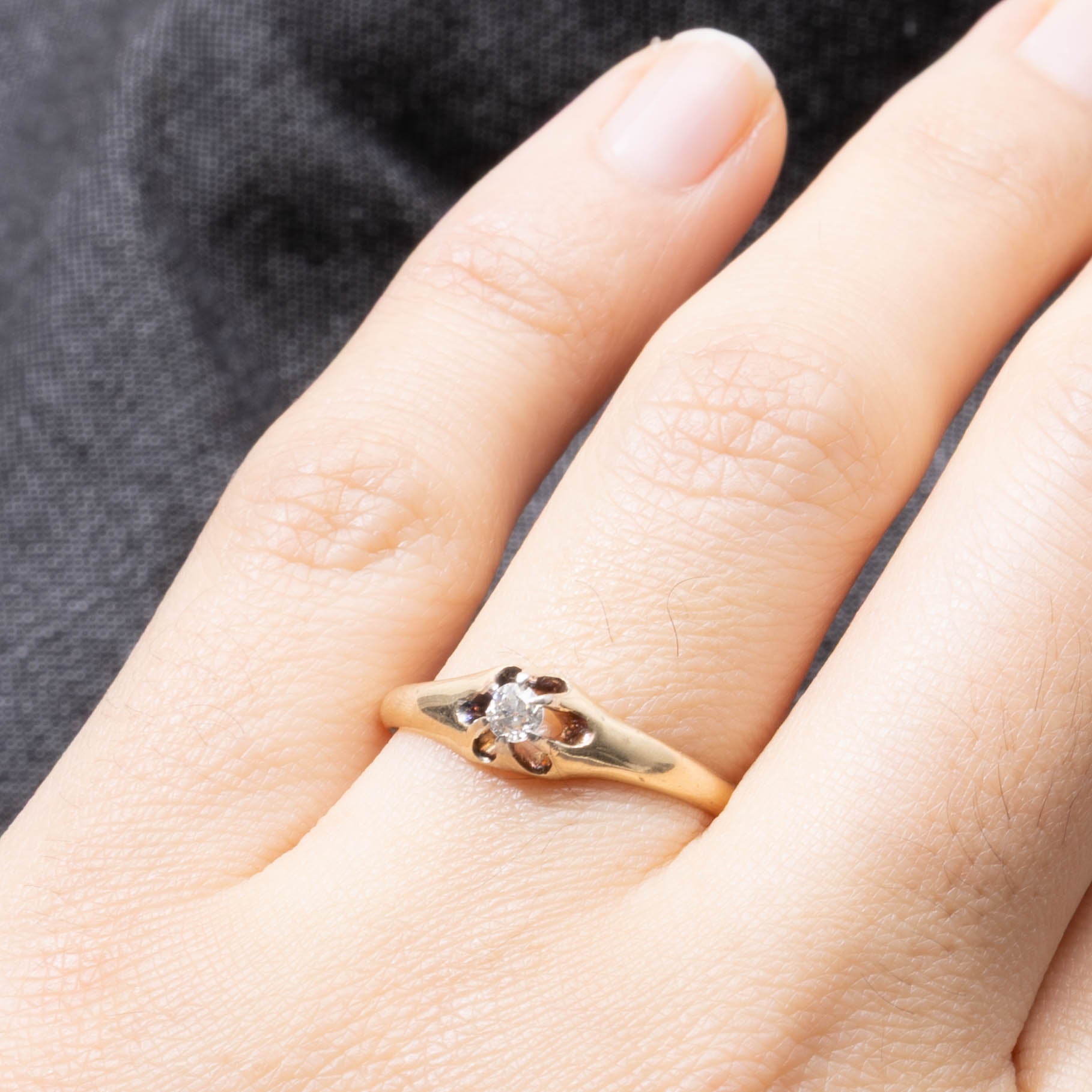 Old European Cut Belcher Set Diamond Ring | 0.12ct | SZ 8.0