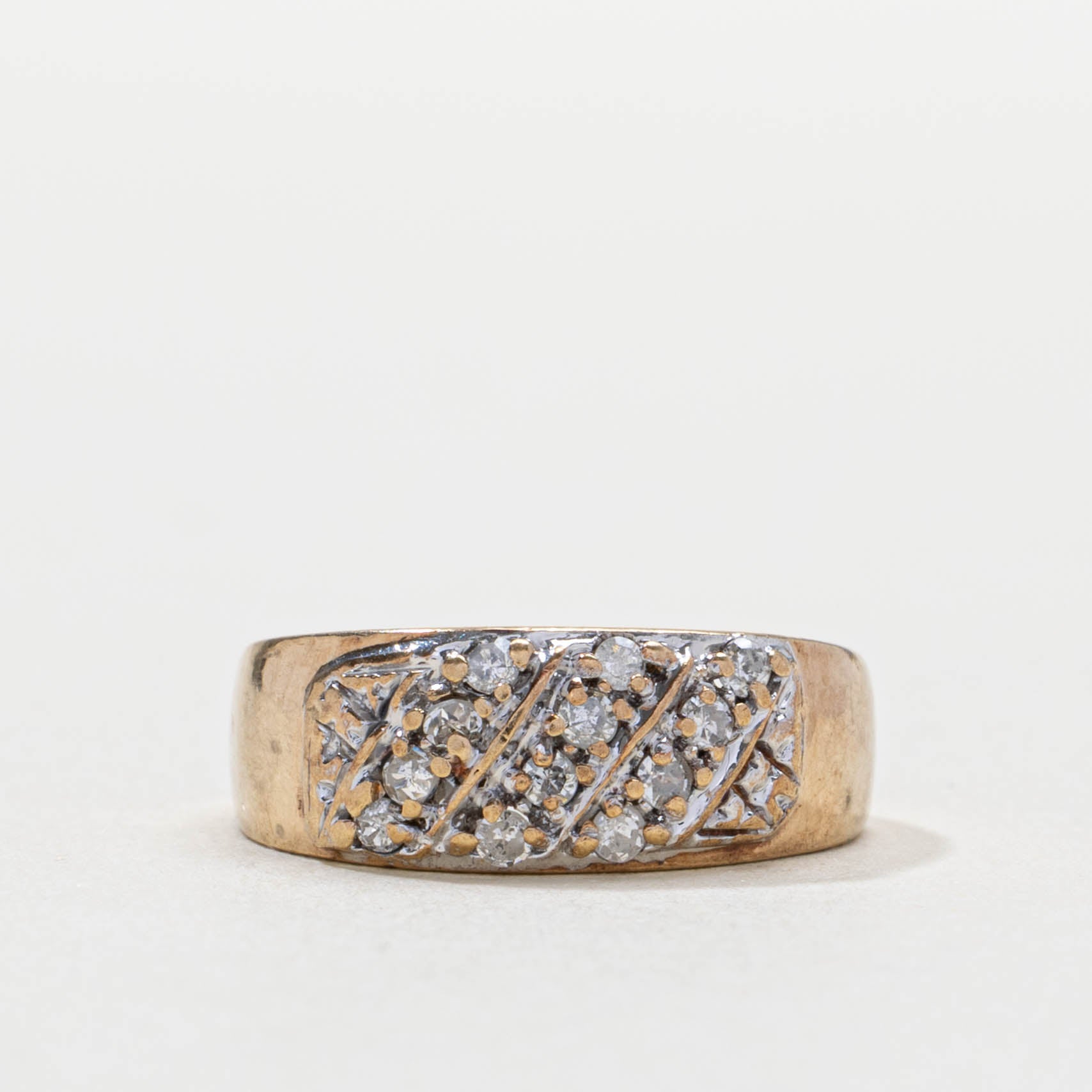 Bague années 70 avec diamant taille simple | 0,12 ct | Taille 3,0