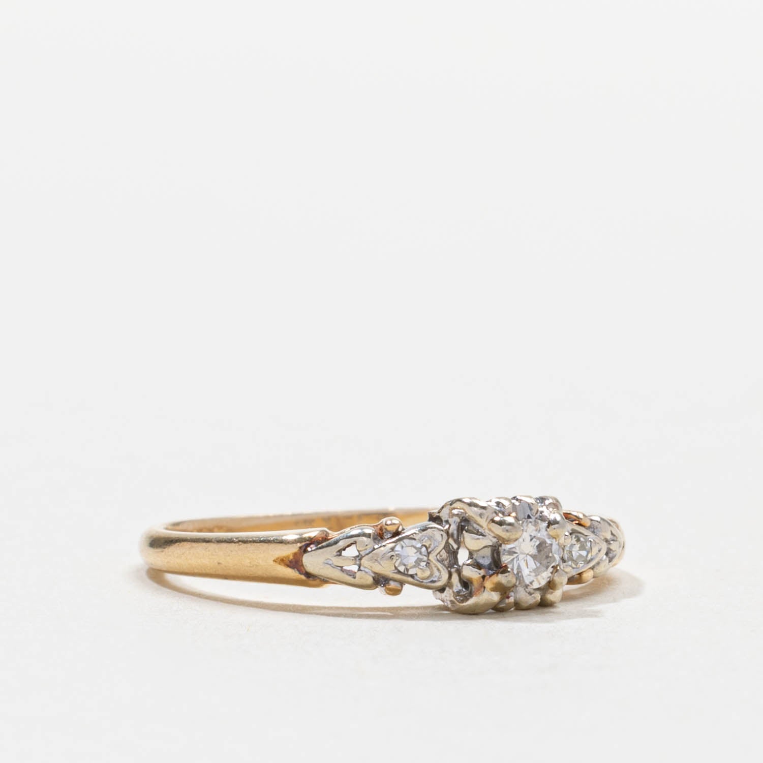 Bague florale en diamant | 0,1 ct | Taille 6,75