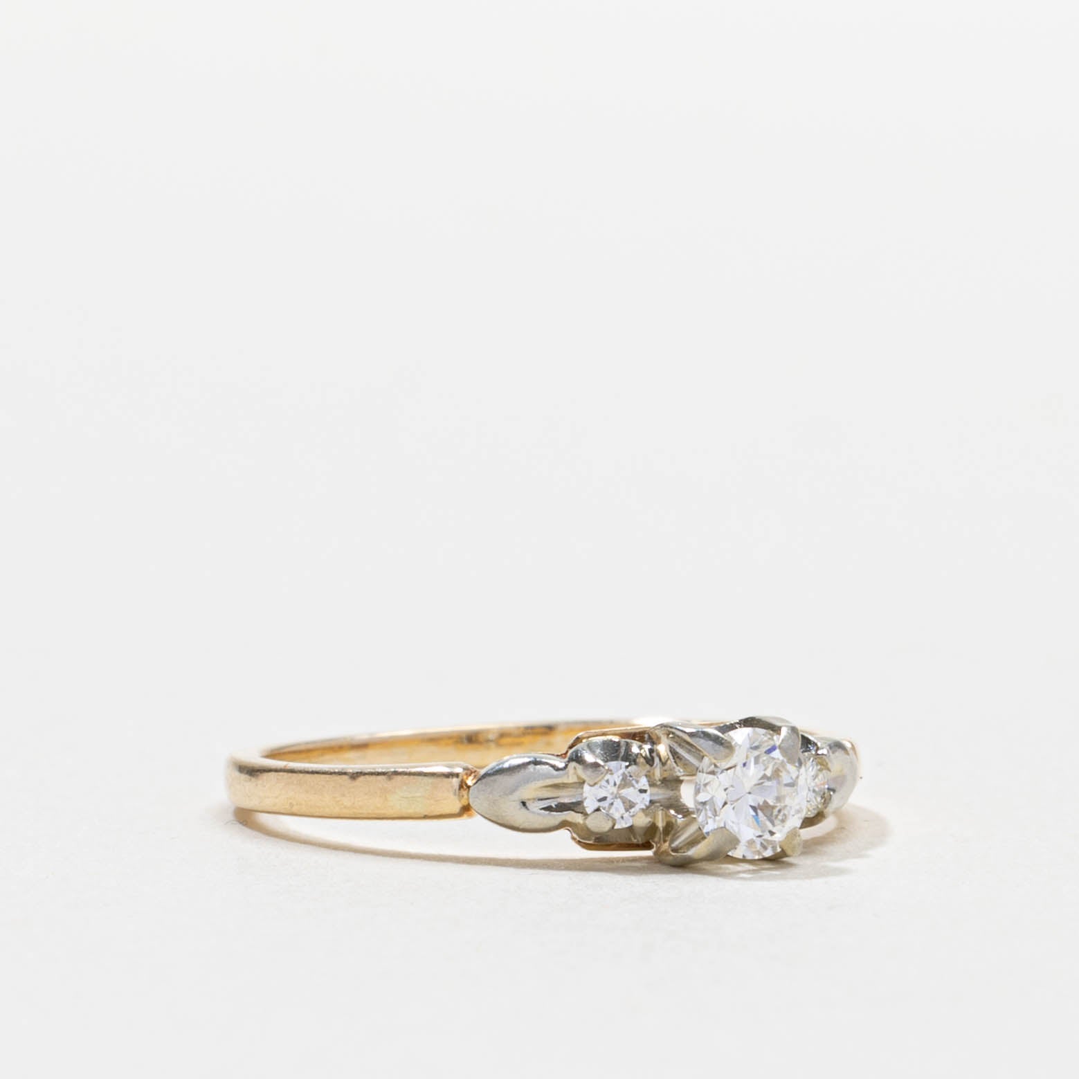 Two Tone Gold Three Stone Diamond Ring | 0.31ctw | SZ 7.5