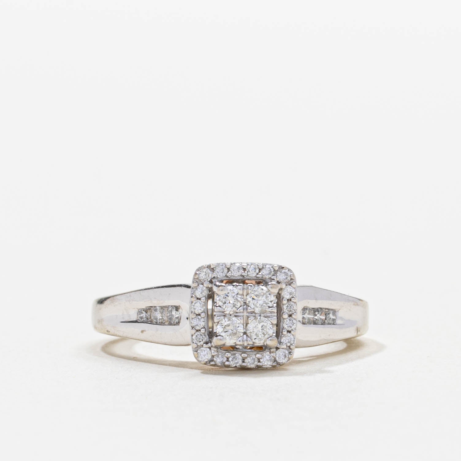 Diamond Square Cluster Halo Ring | 0.3ctw | SZ 4.25