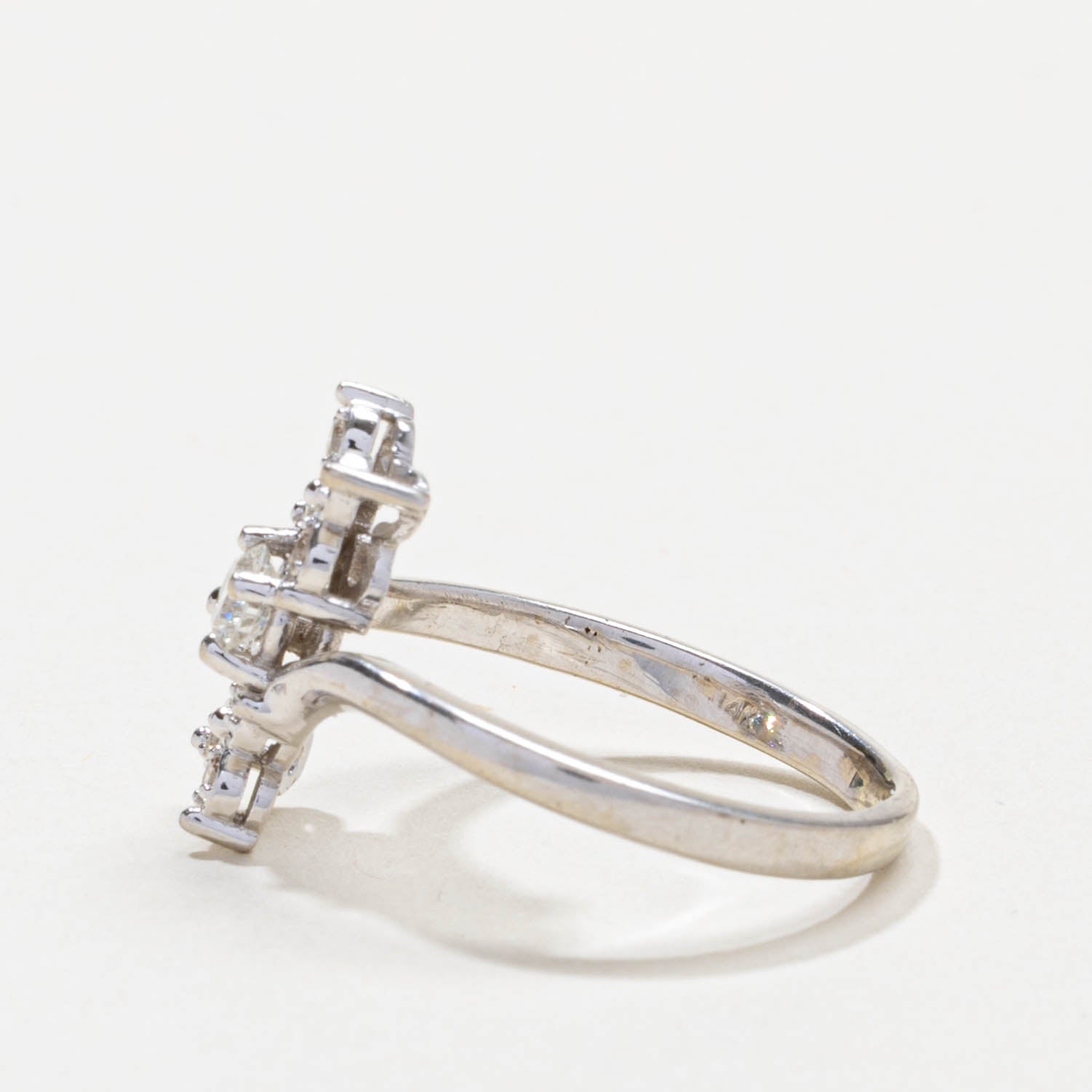 Diamond Floral Cluster Bypass Ring | 0.12ct | SZ 8.75
