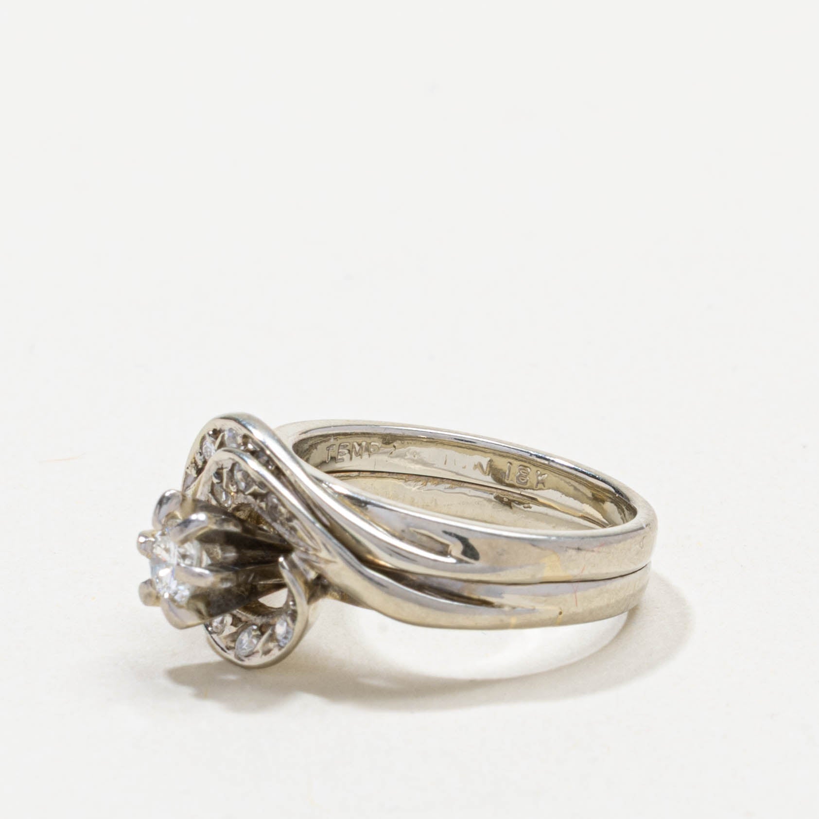 High Set Diamond Swirl Soldered Wedding Ring Set | 0.27ctw | SZ 3.75