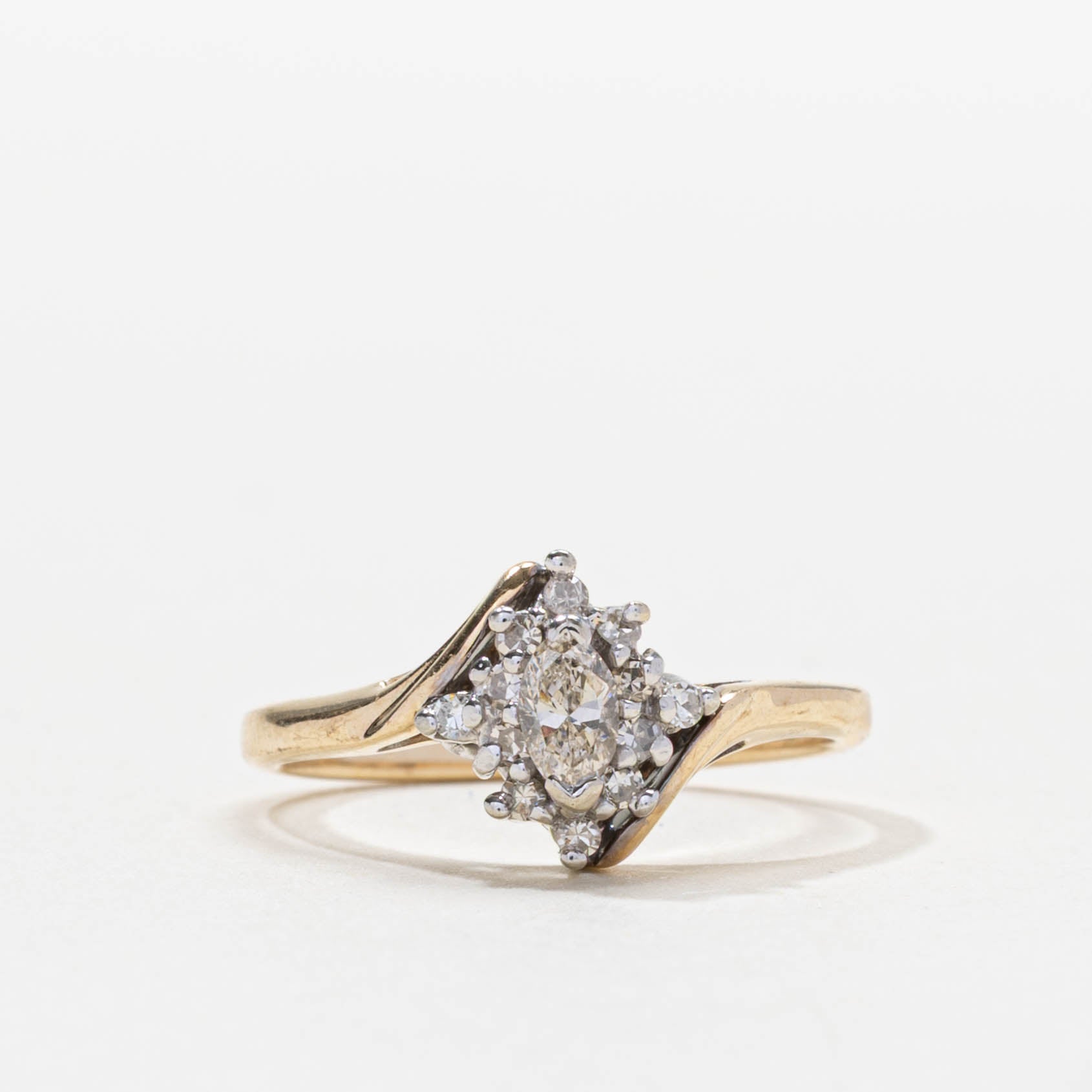 Marquise Cut Diamond Petal Halo Bypass Ring | 0.25ct | SZ 5.0