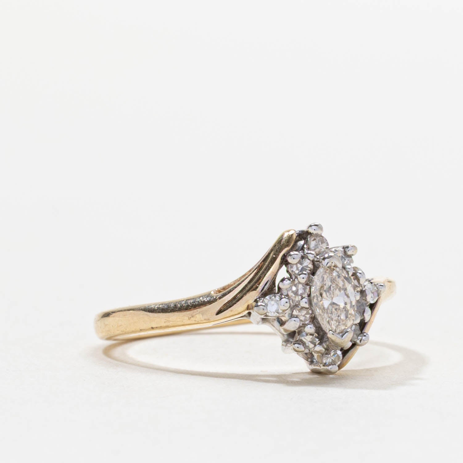 Marquise Cut Diamond Petal Halo Bypass Ring | 0.25ct | SZ 5.0