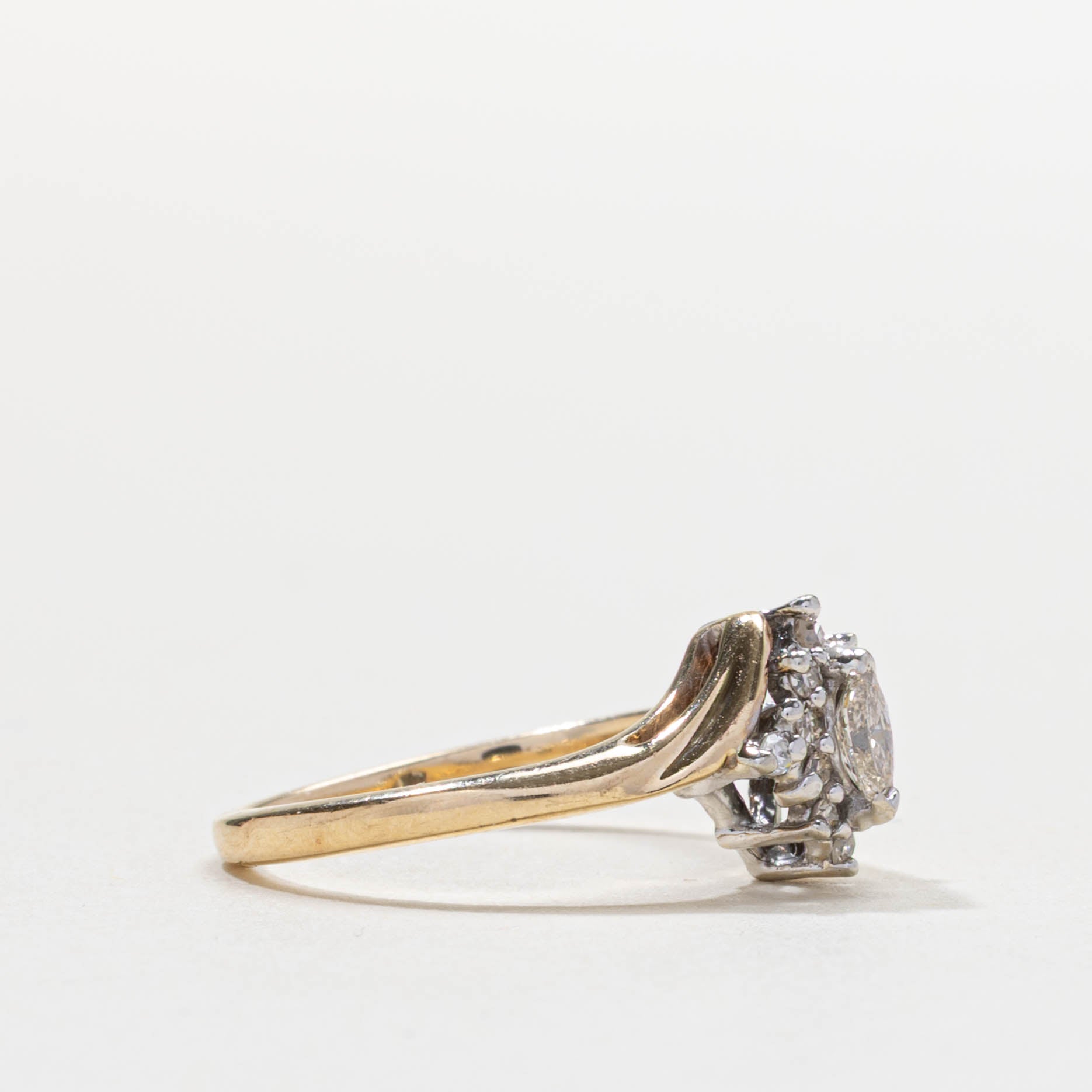 Marquise Cut Diamond Petal Halo Bypass Ring | 0.25ct | SZ 5.0