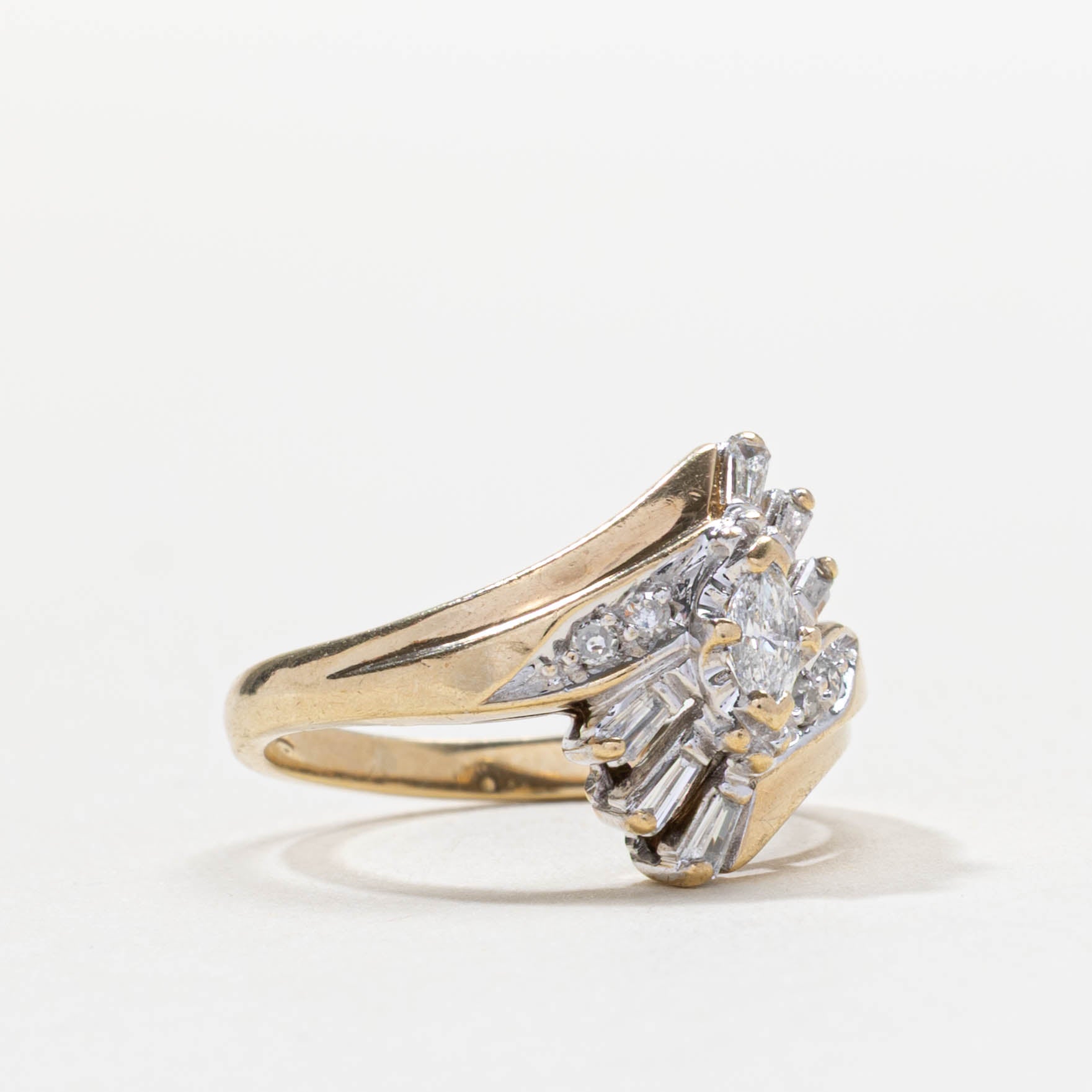 Mixed Cut Diamond Cluster Bypass Ring | 0.25ctw | SZ 4.5