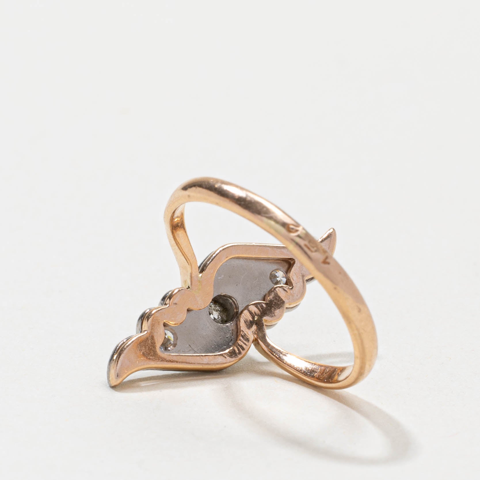 2006 Ukrainian Three Stone Diamond Abstract Ring | 0.25ctw | SZ 5.75