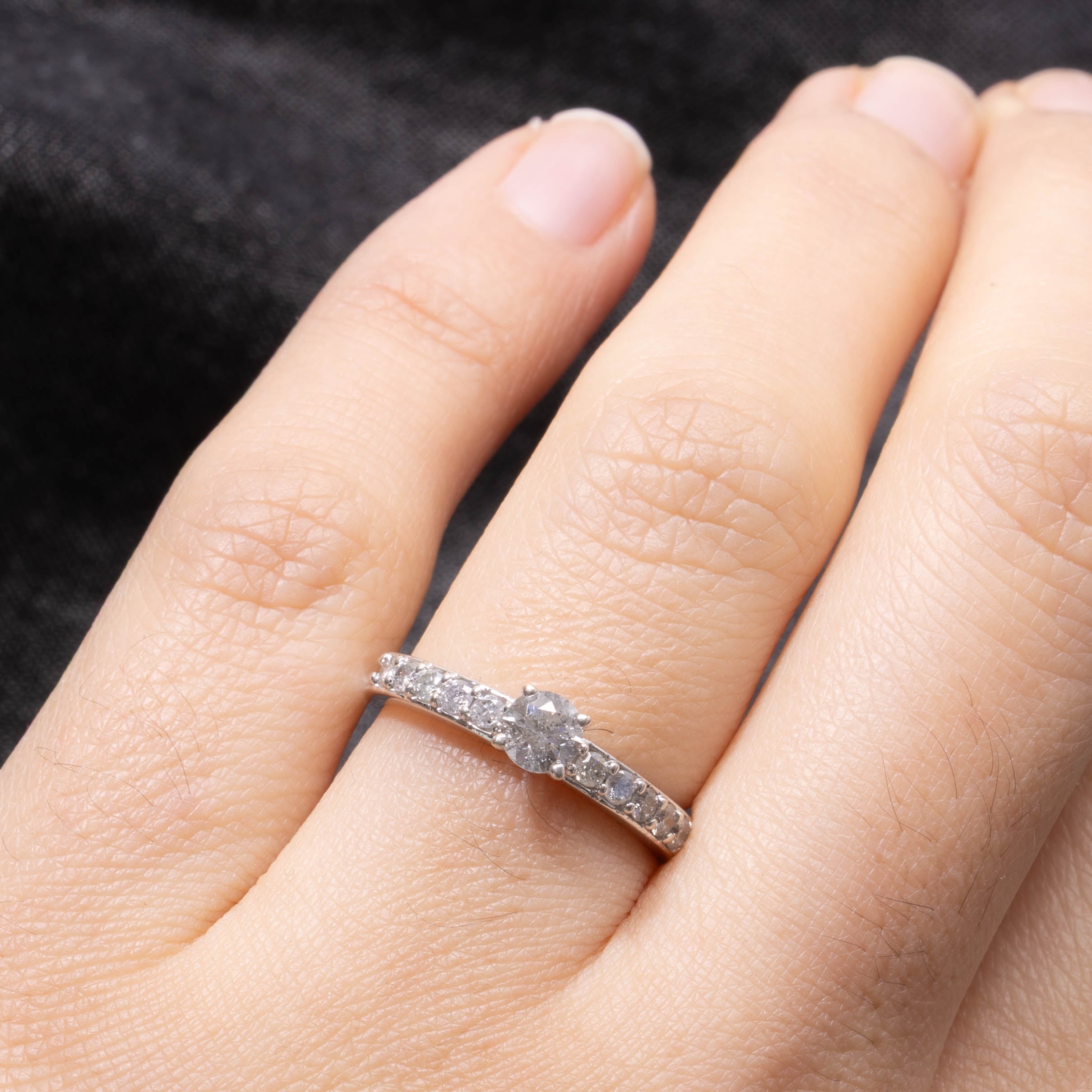 Round Brilliant Cut Diamond Accented Ring | 0.28ct I2 J, 0.25ctw | SZ 5.5